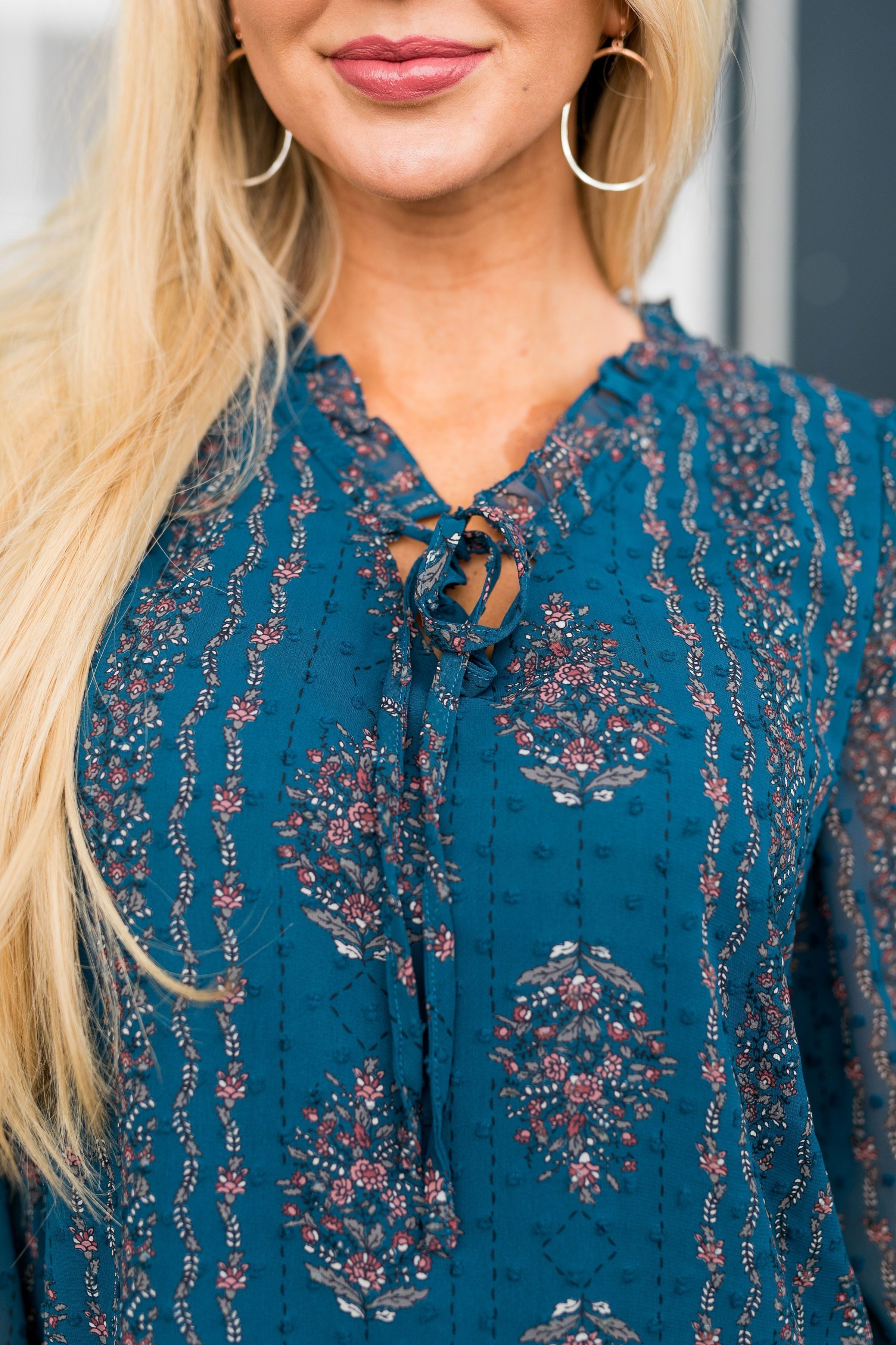 Pretty As A Peacock Chiffon Blouse - ALL SALES FINAL