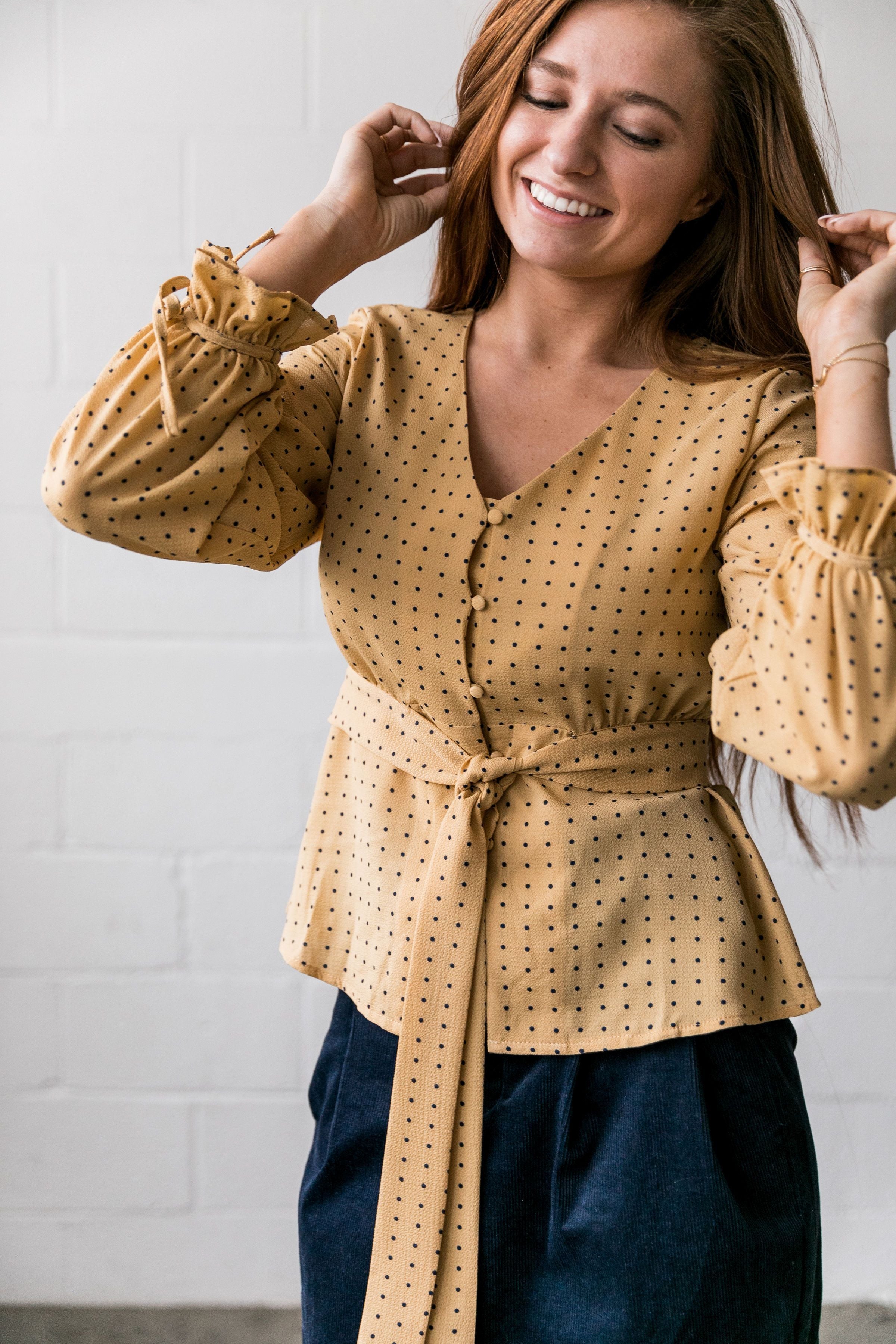 Pretty As A Picture Polka Dot Blouse - ALL SALES FINAL