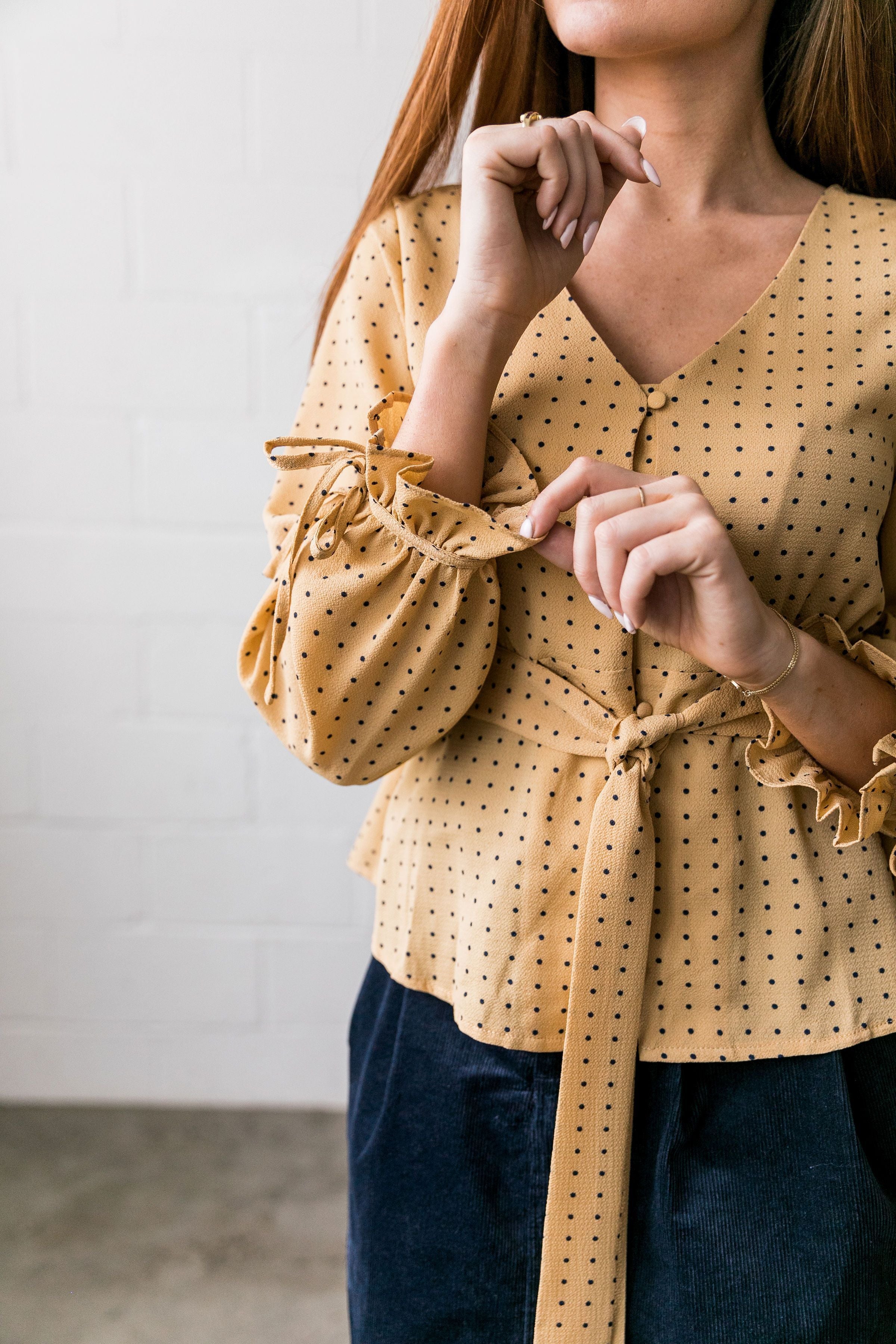 Pretty As A Picture Polka Dot Blouse - ALL SALES FINAL