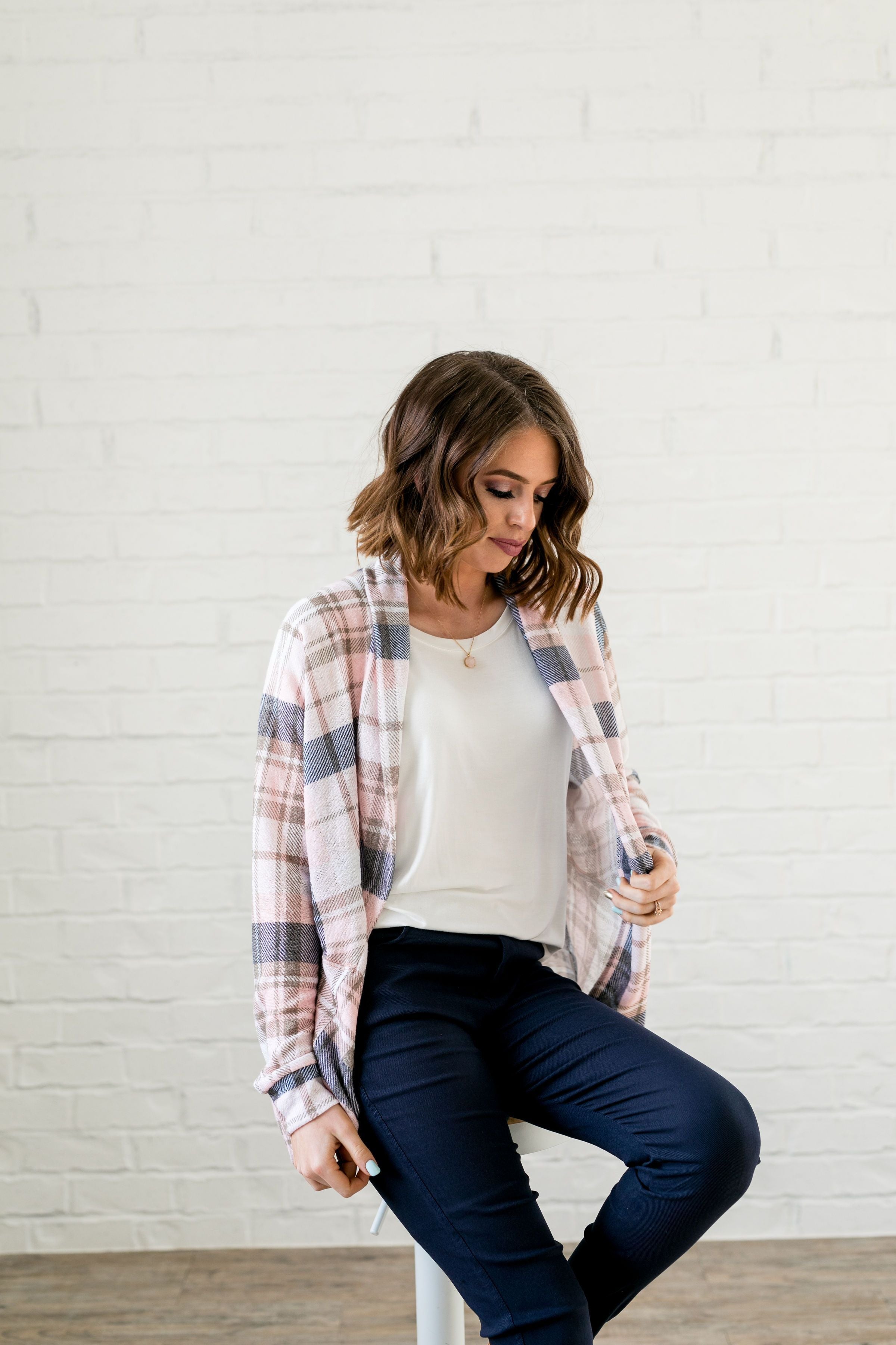 Pretty In Plaid Open Front Cardi