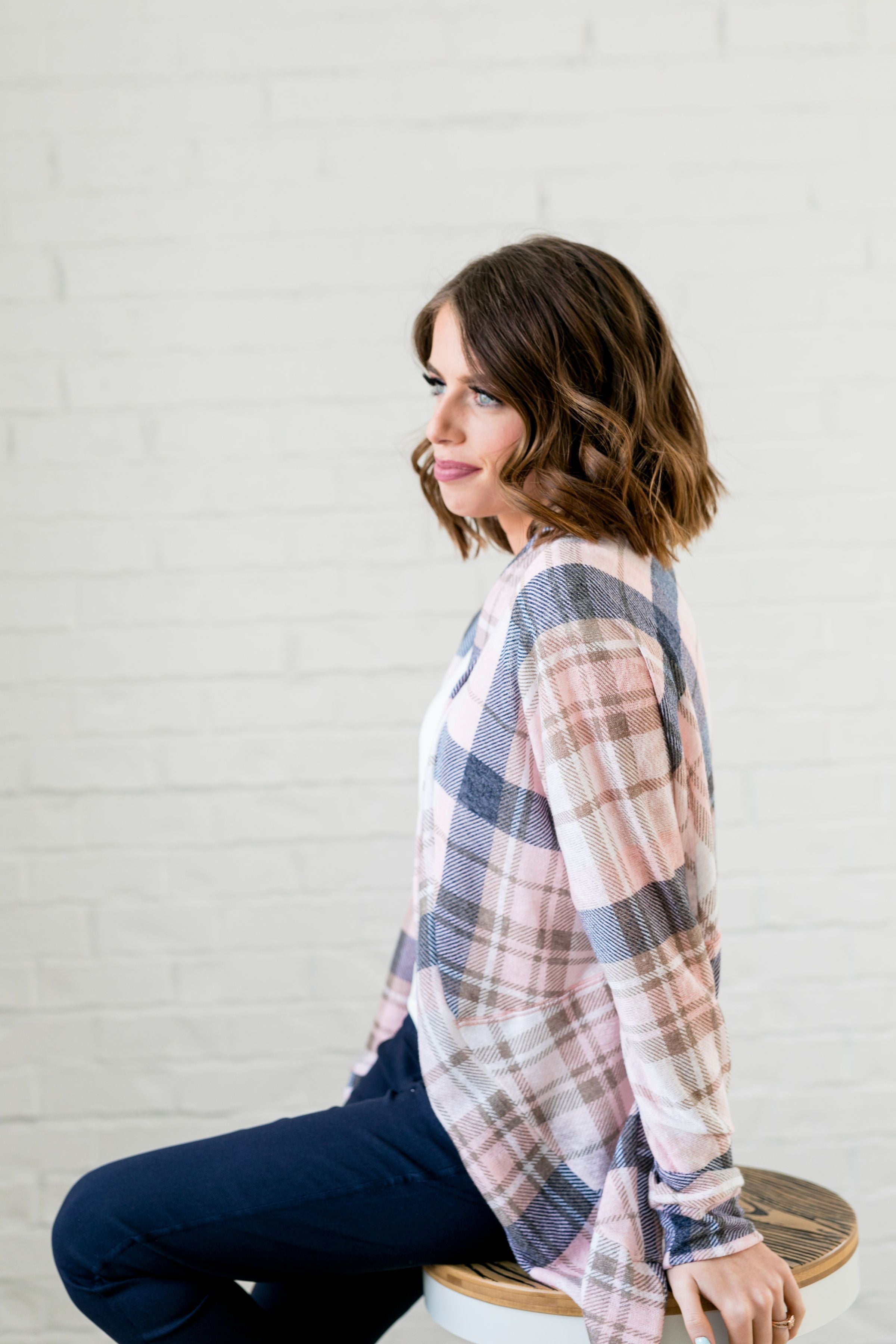 Pretty In Plaid Open Front Cardi