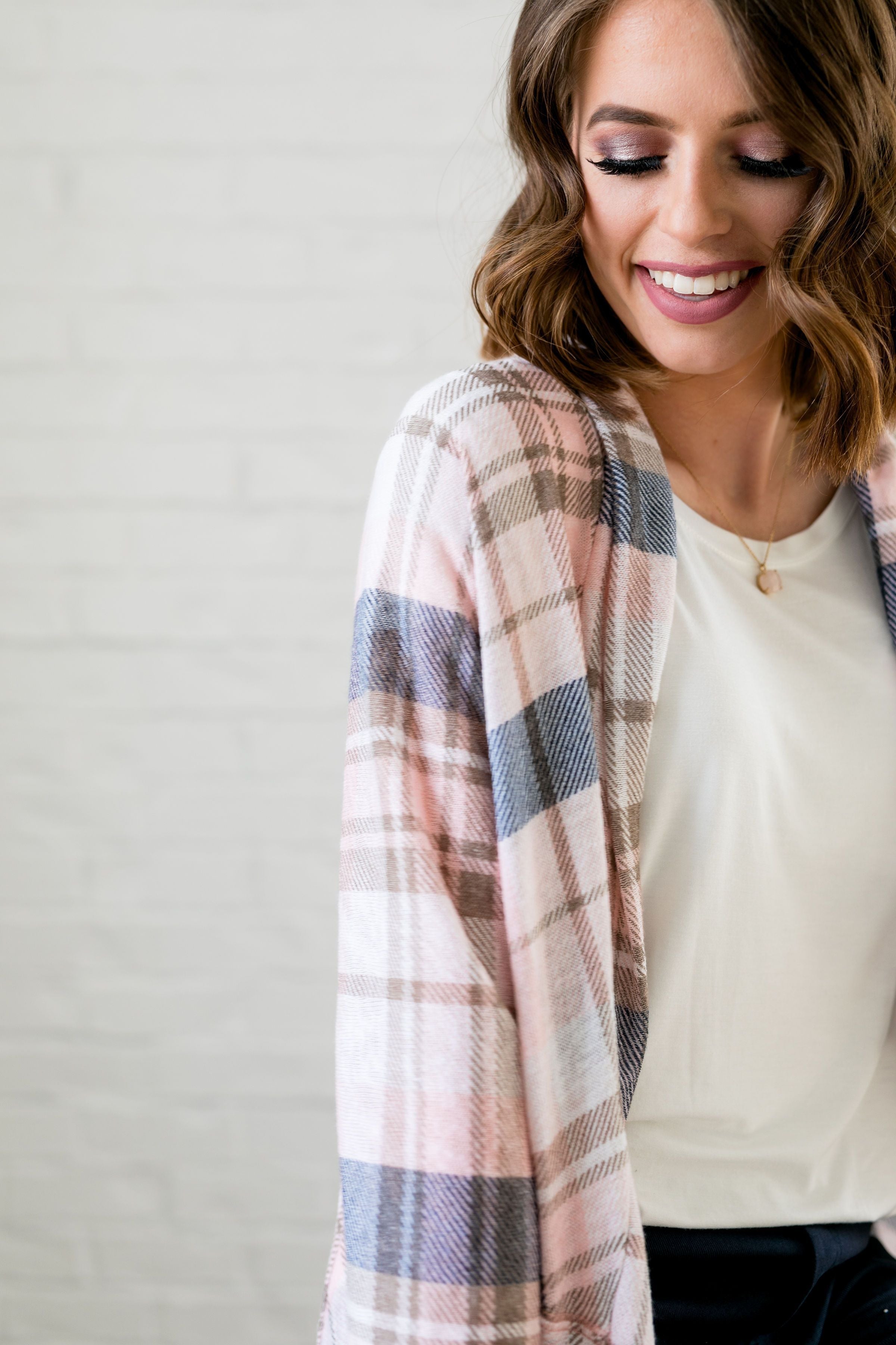 Pretty In Plaid Open Front Cardi