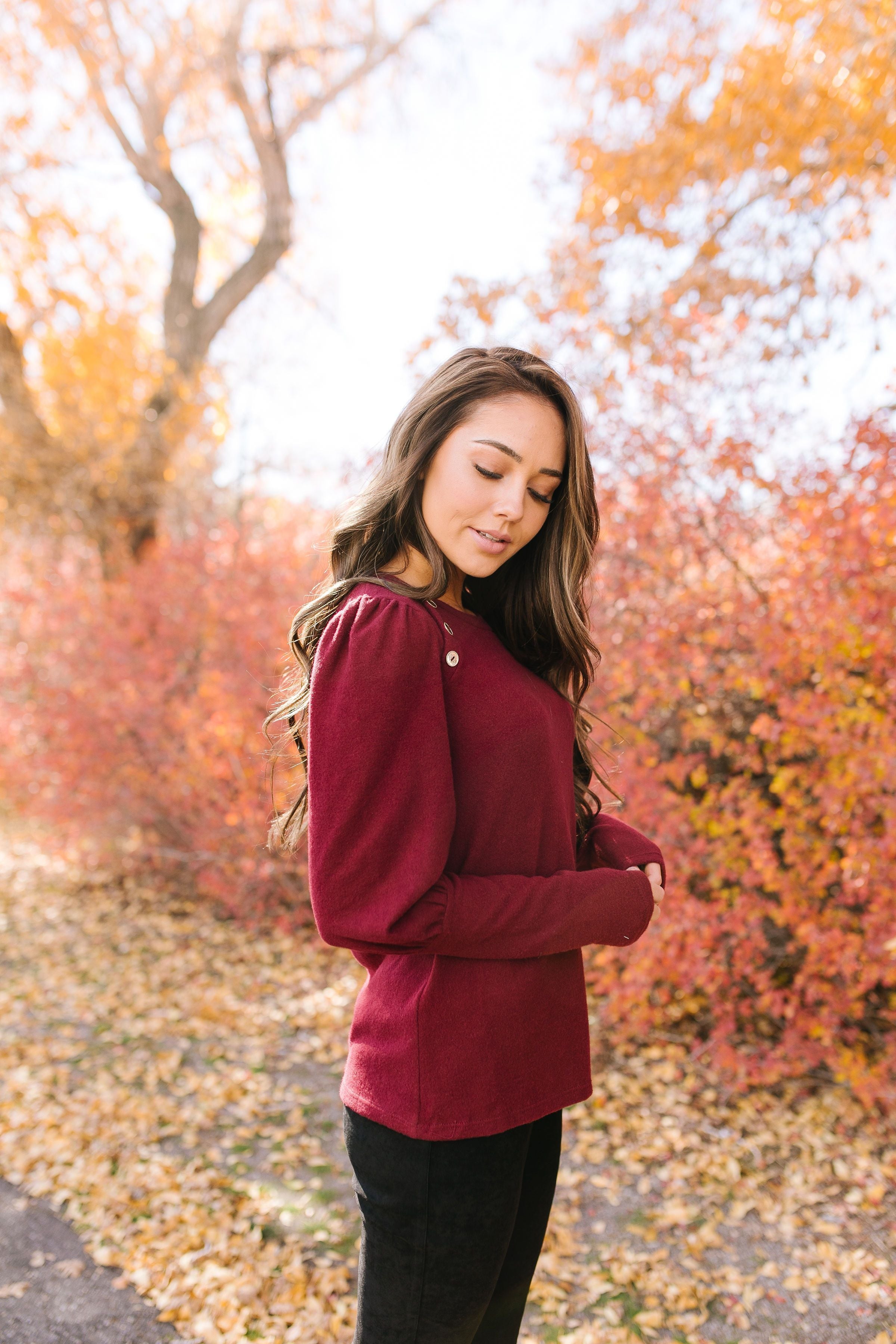 Puff Piece Sweater in Burgundy