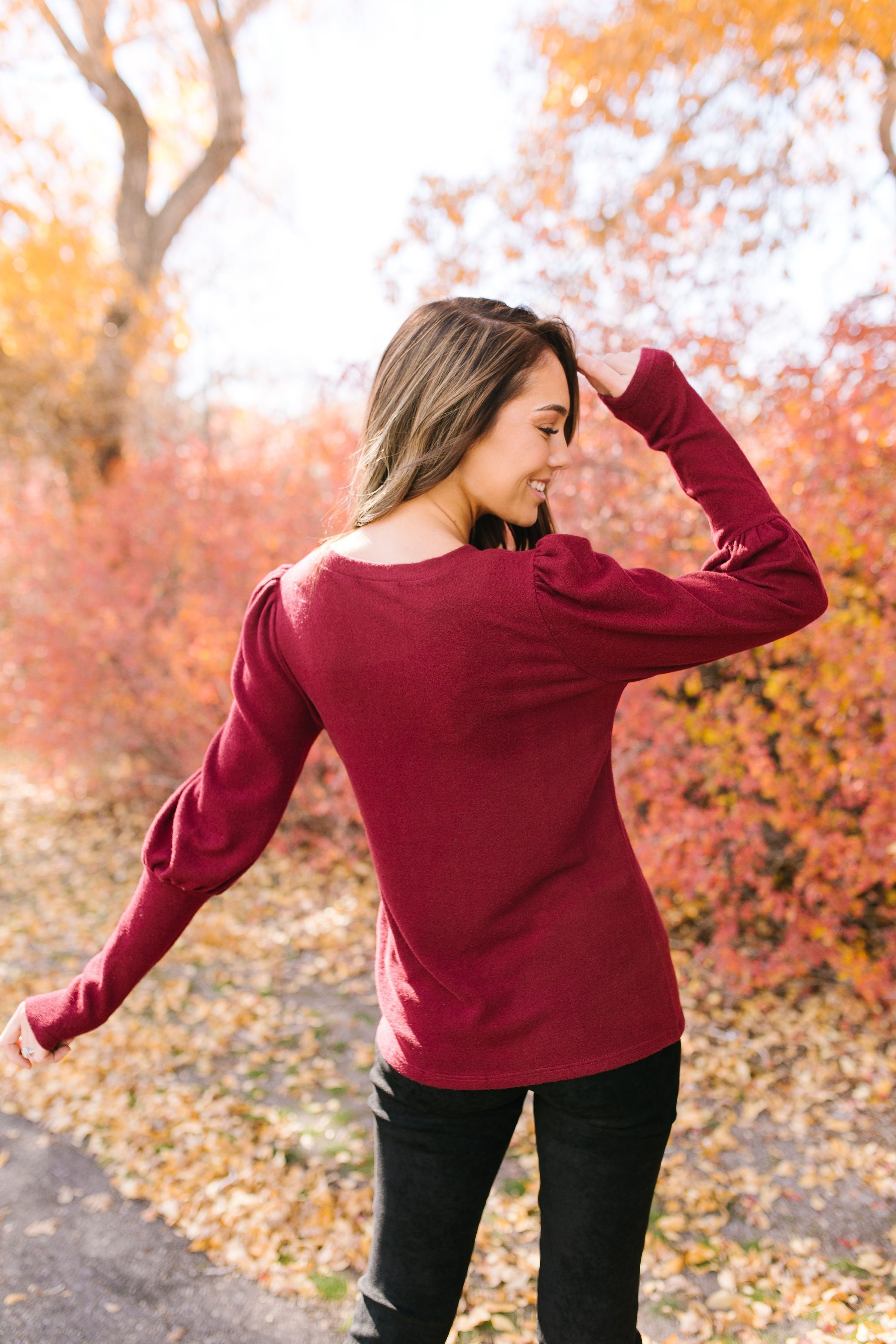 Puff Piece Sweater in Burgundy