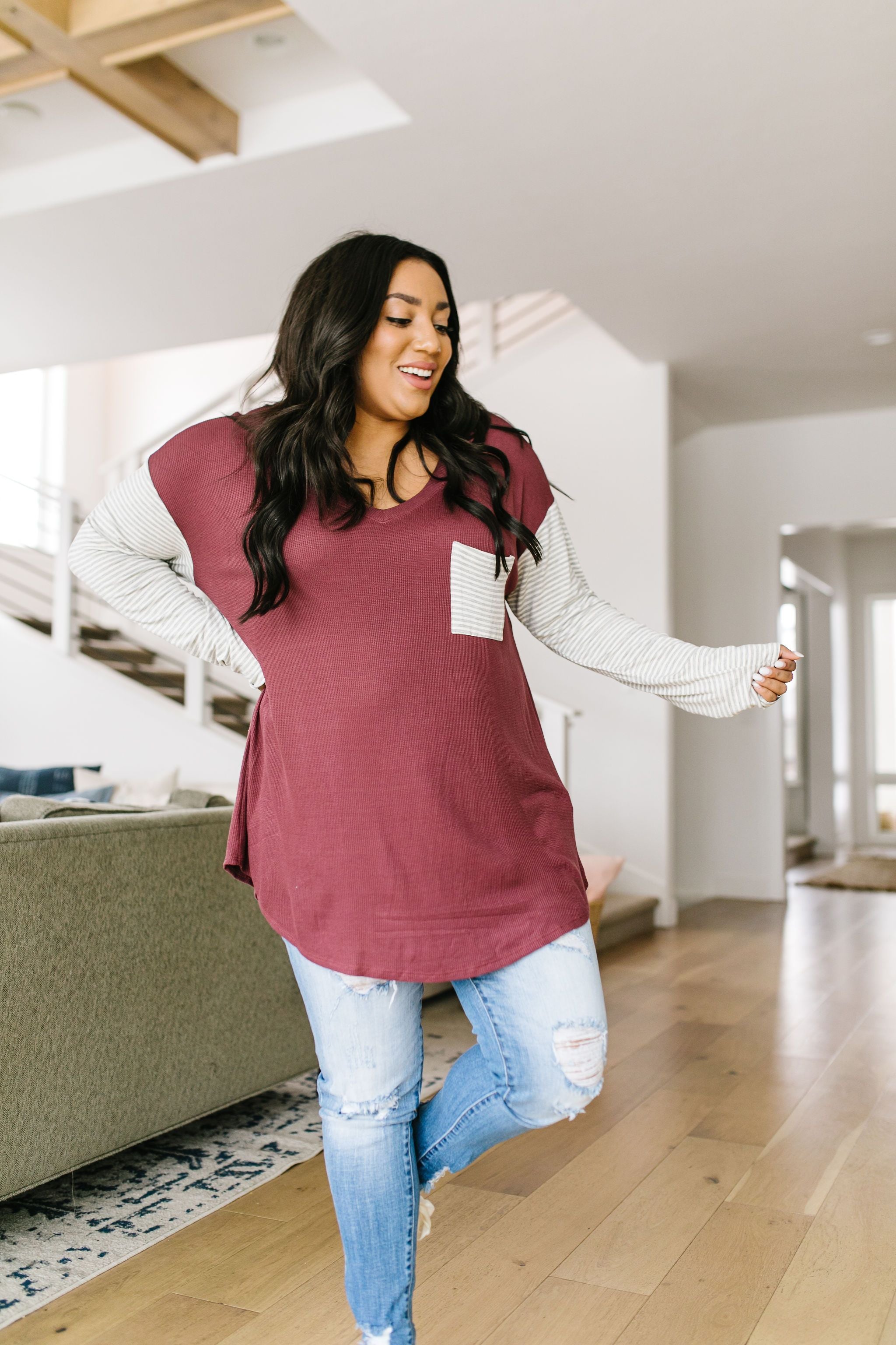 Pure & Simple Raglan Tee In Plum