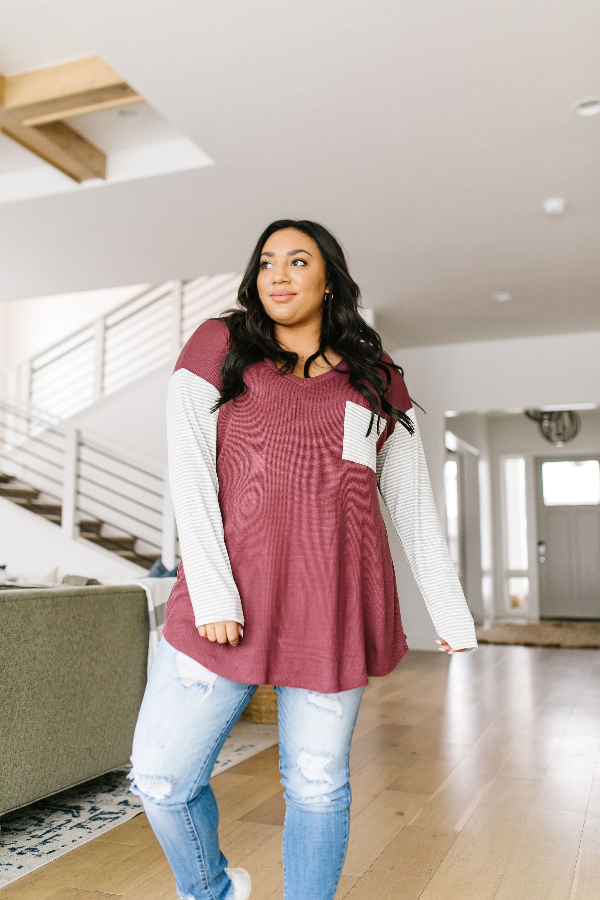 Pure & Simple Raglan Tee In Plum