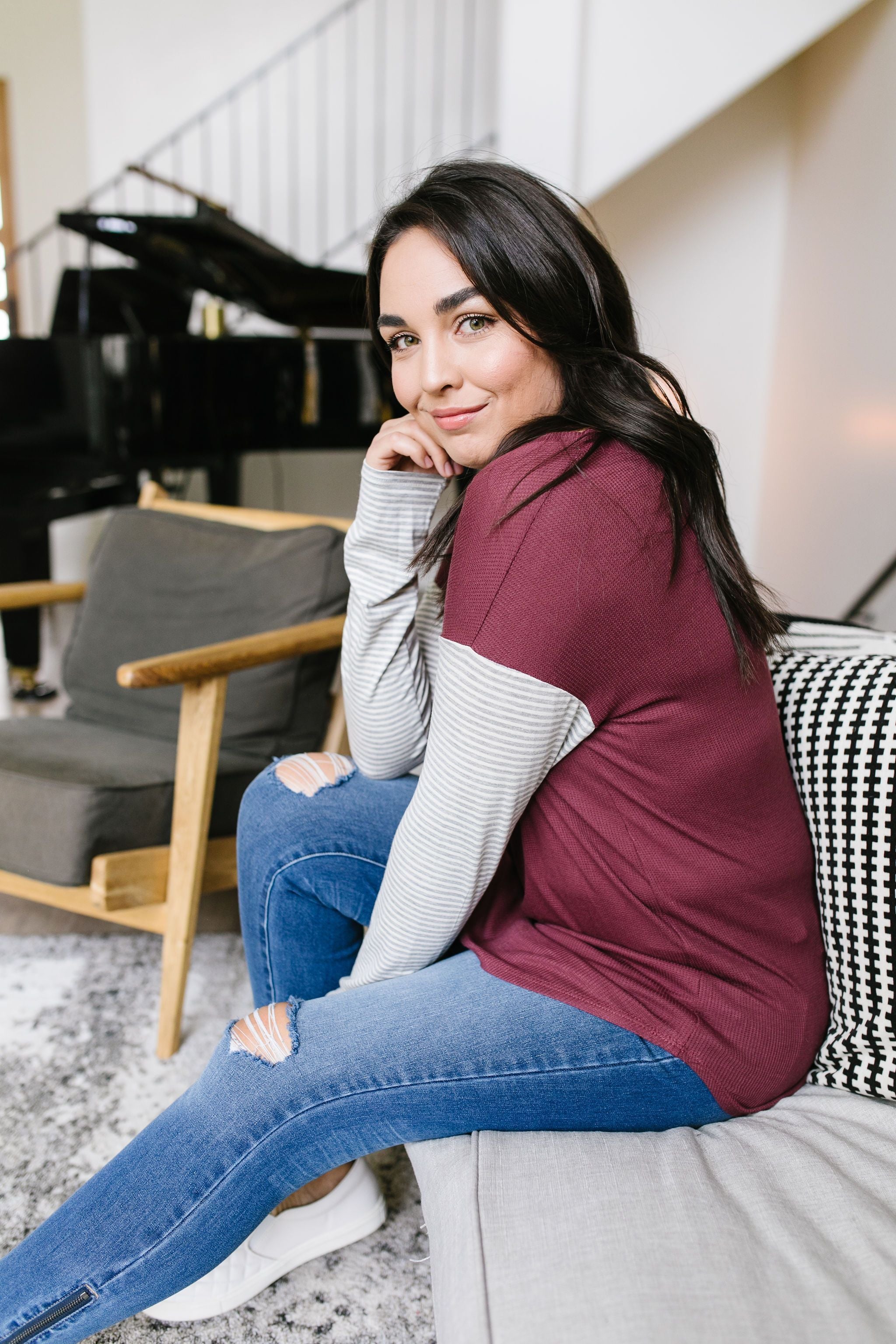 Pure & Simple Raglan Tee In Plum