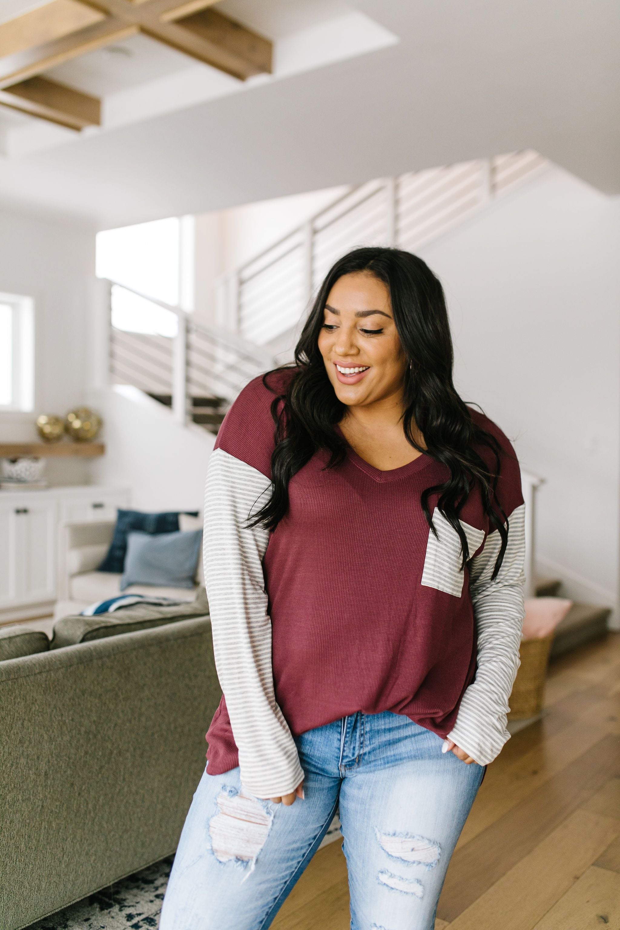 Pure & Simple Raglan Tee In Plum