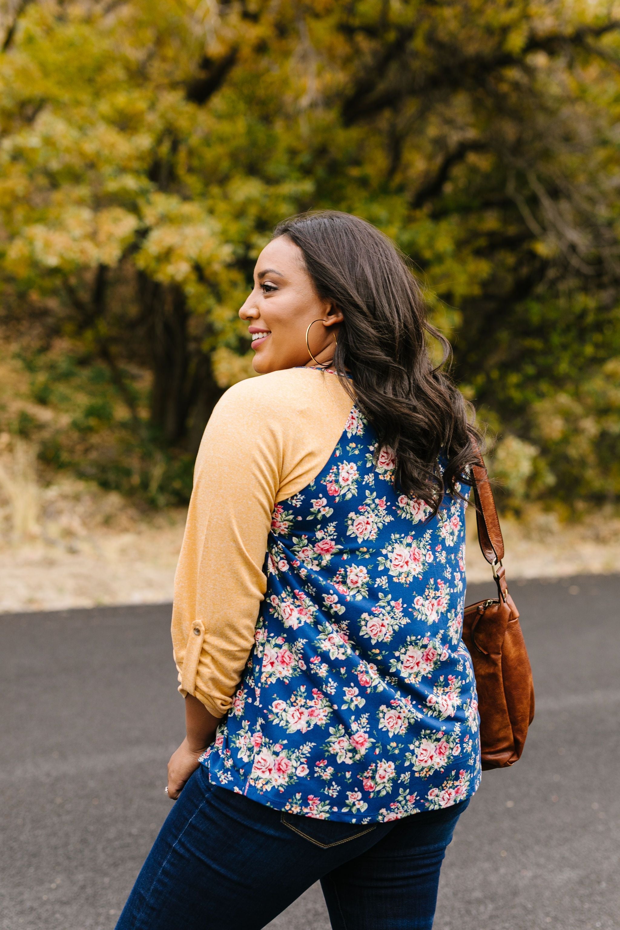 Raglan Floral Long Sleeved Top