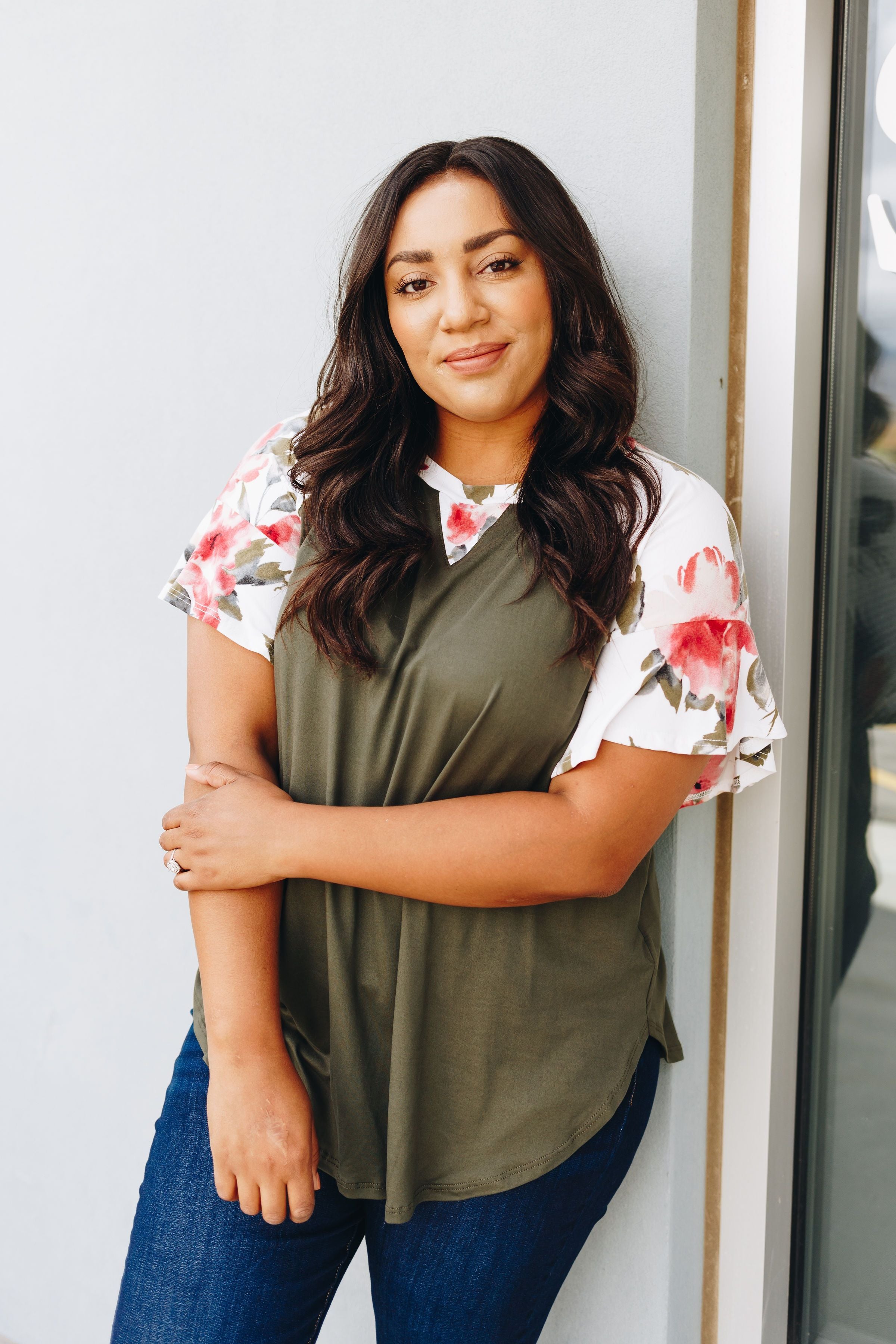 Raglan Floral Sleeved Tee