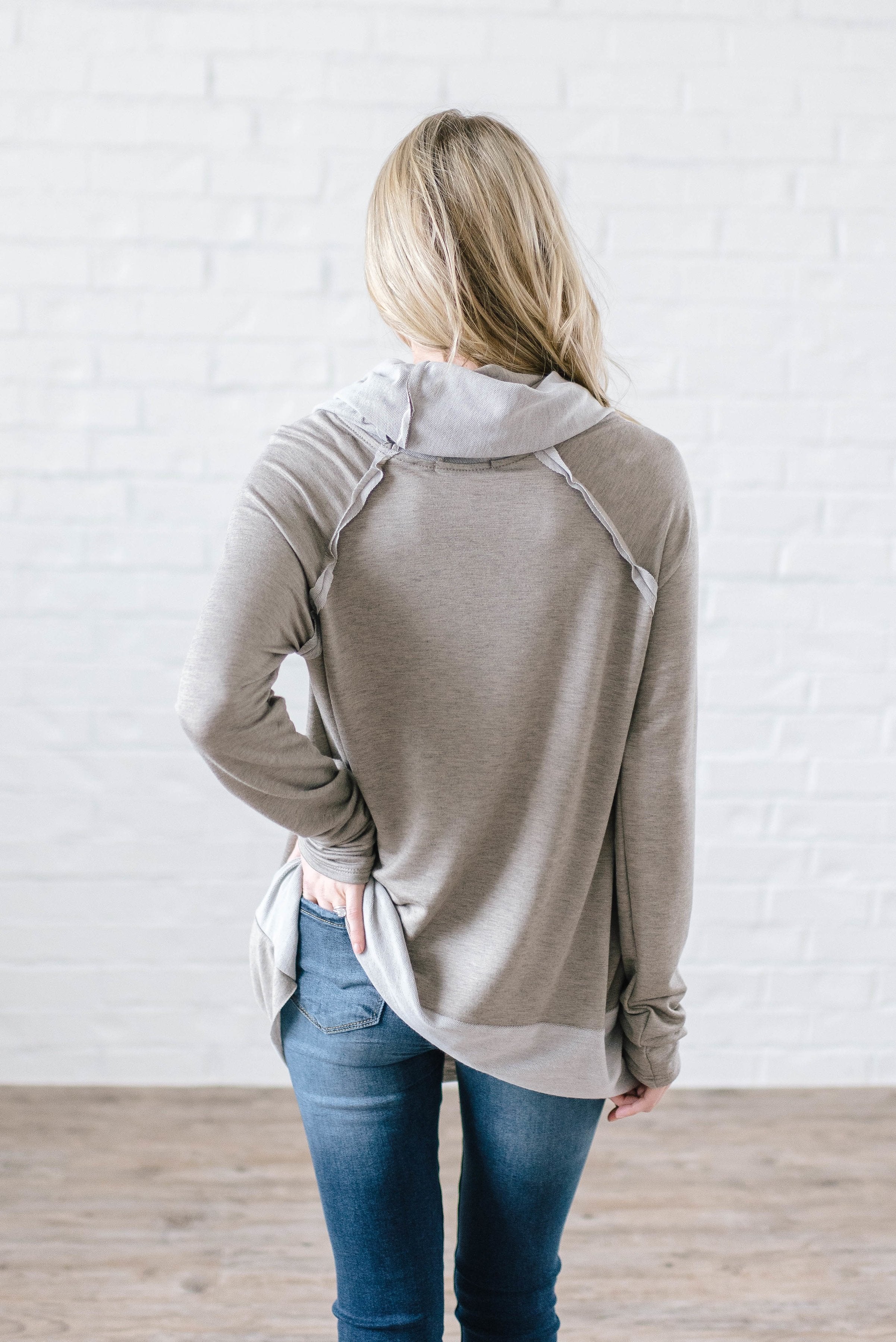 Rainy Day Cowl Neck Tunic in Taupe