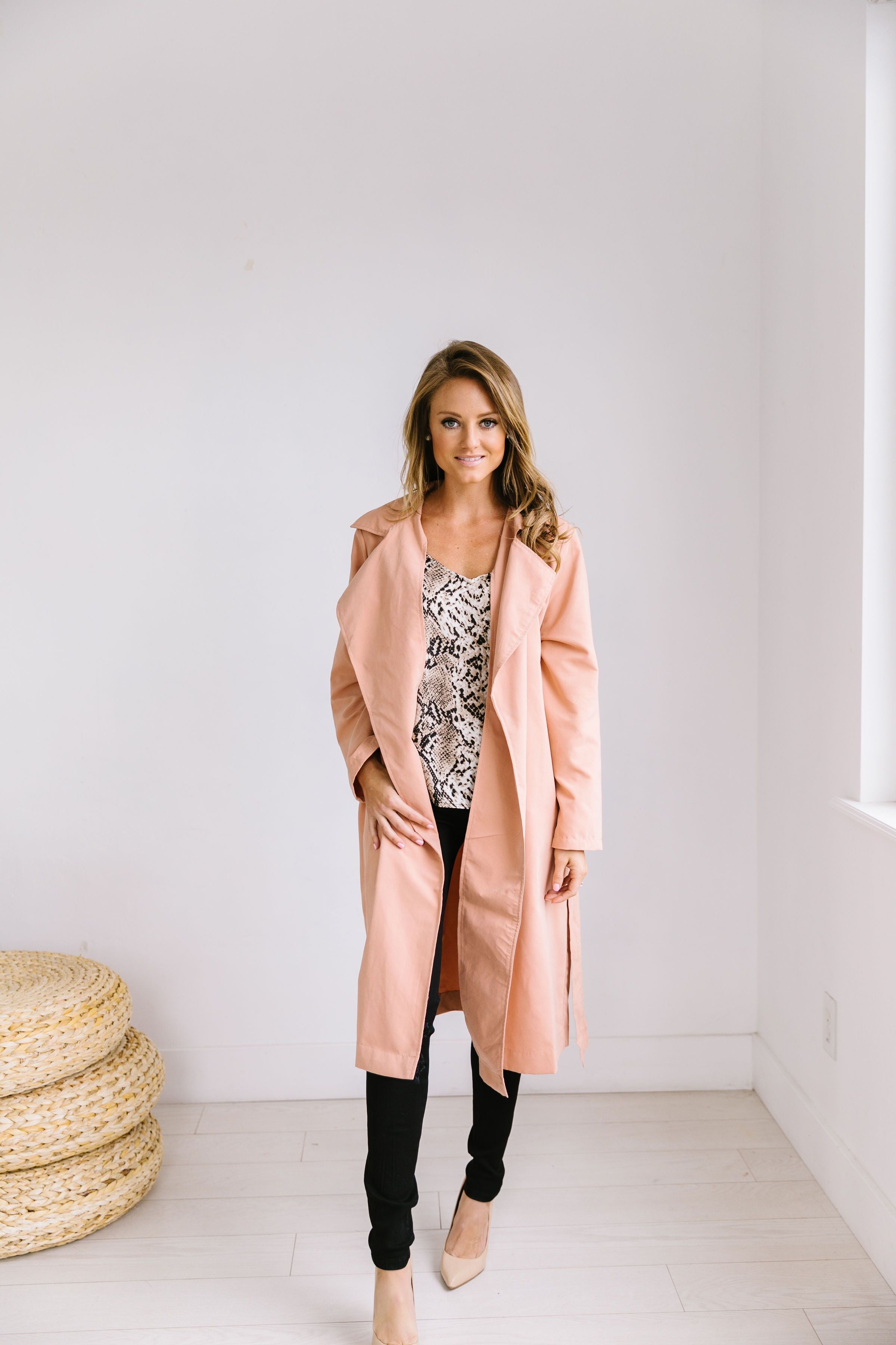 Rainy Day Trench Coat In Blush