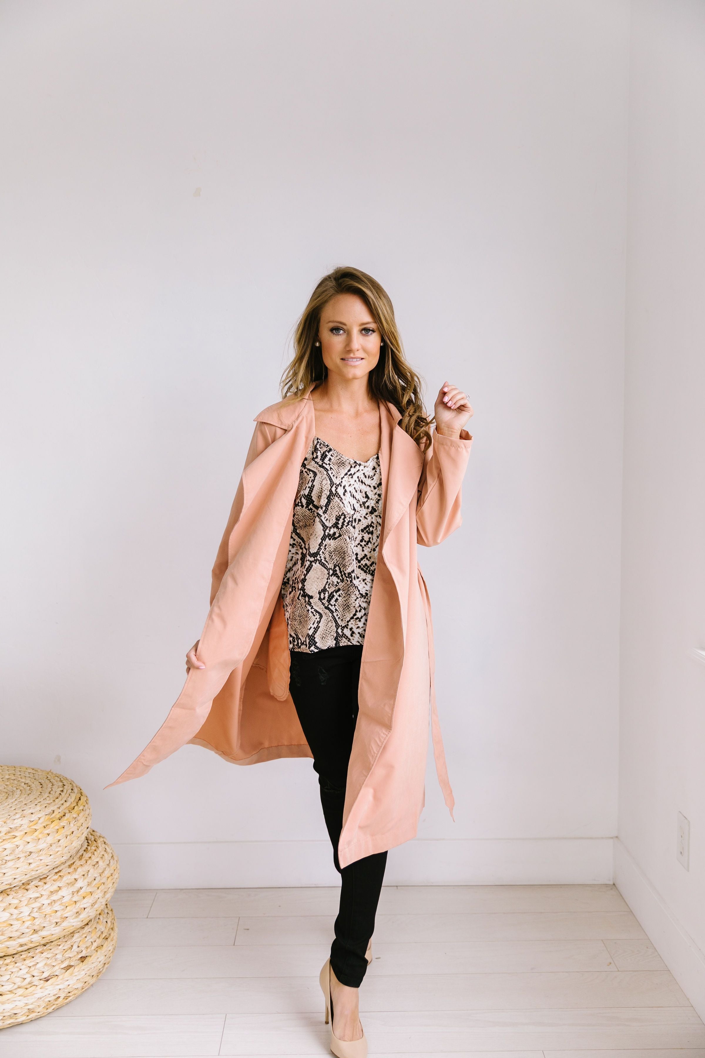 Rainy Day Trench Coat In Blush