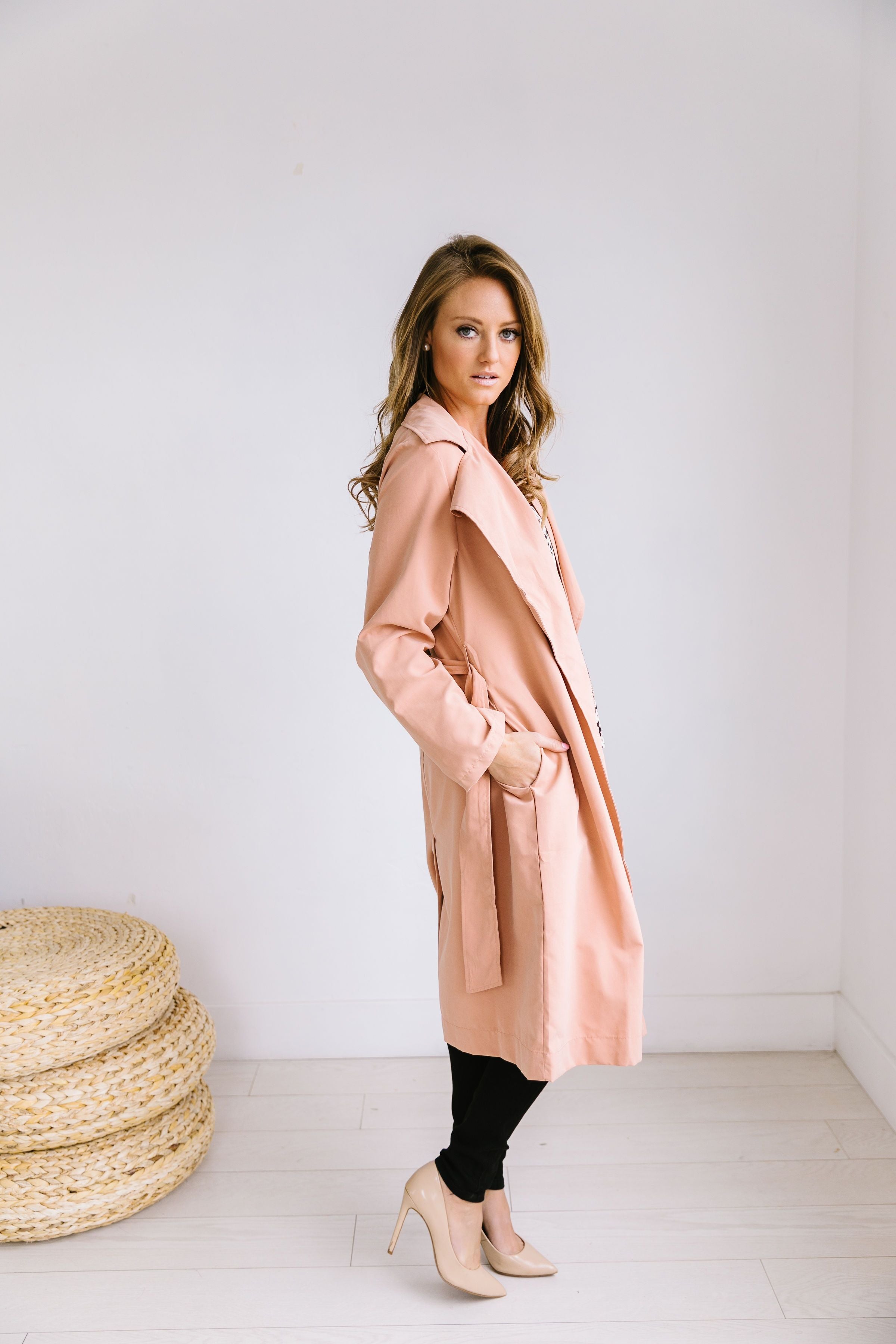 Rainy Day Trench Coat In Blush