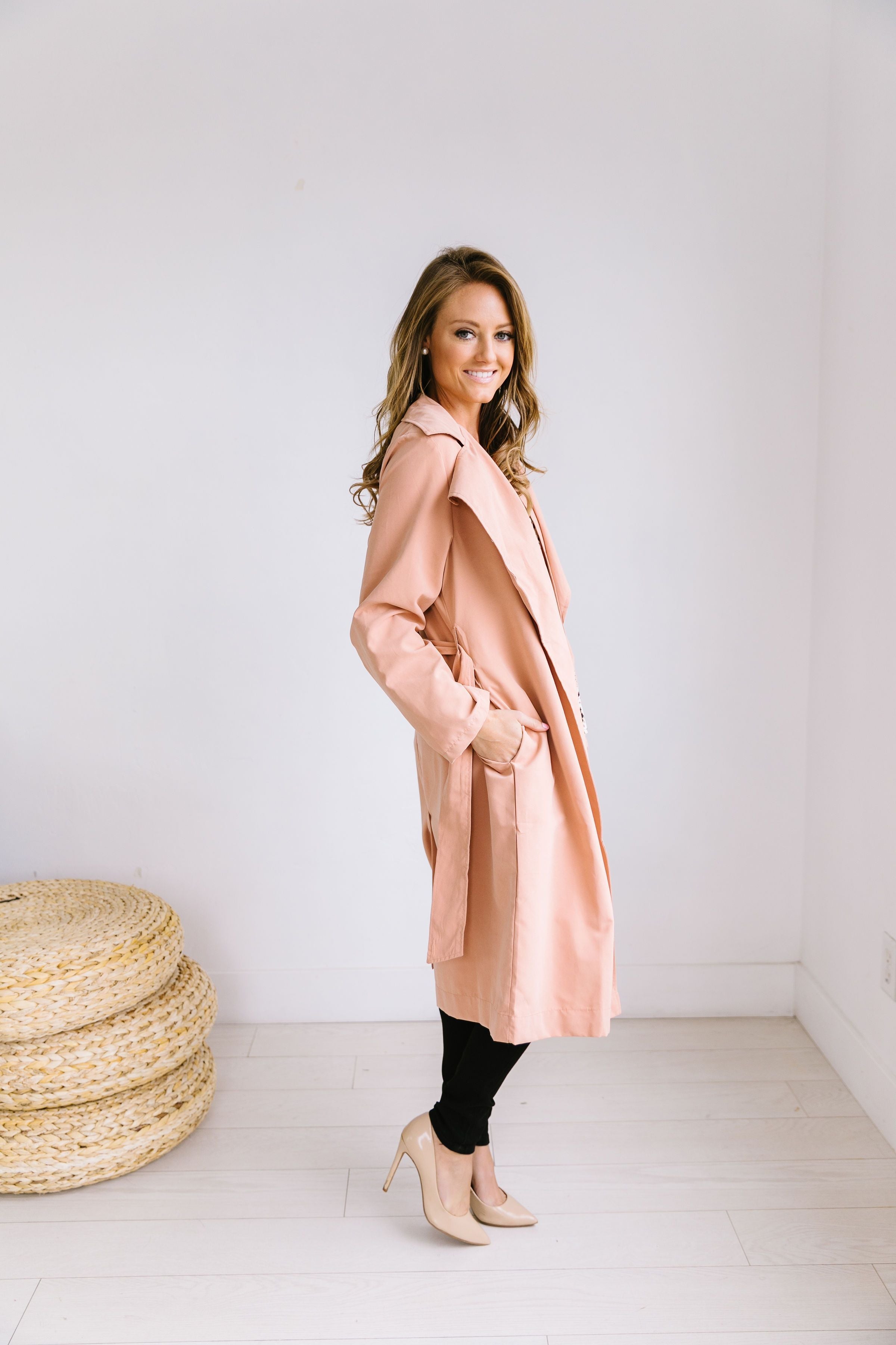 Rainy Day Trench Coat In Blush