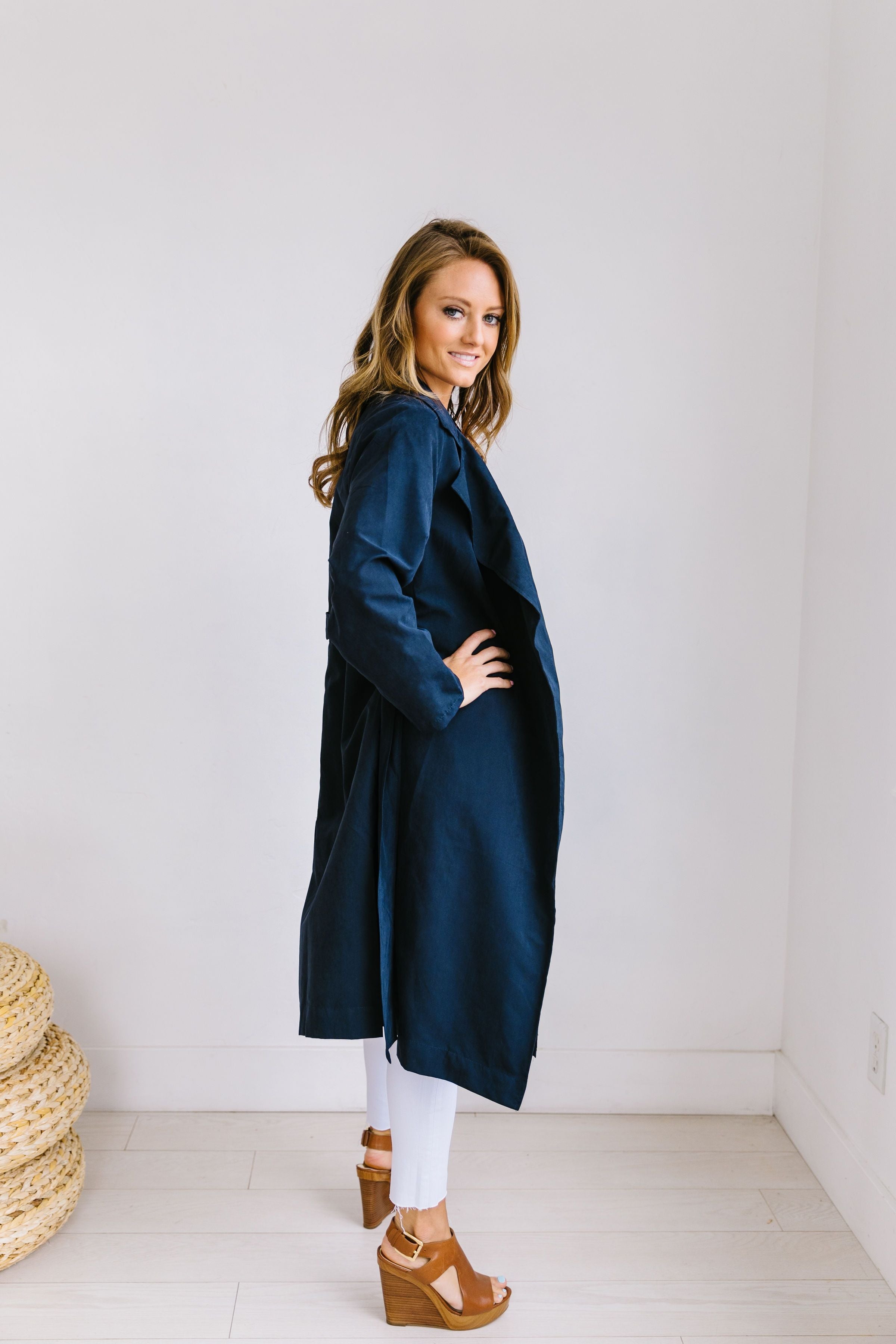 Rainy Day Trench Coat In Navy - ALL SALES FINAL