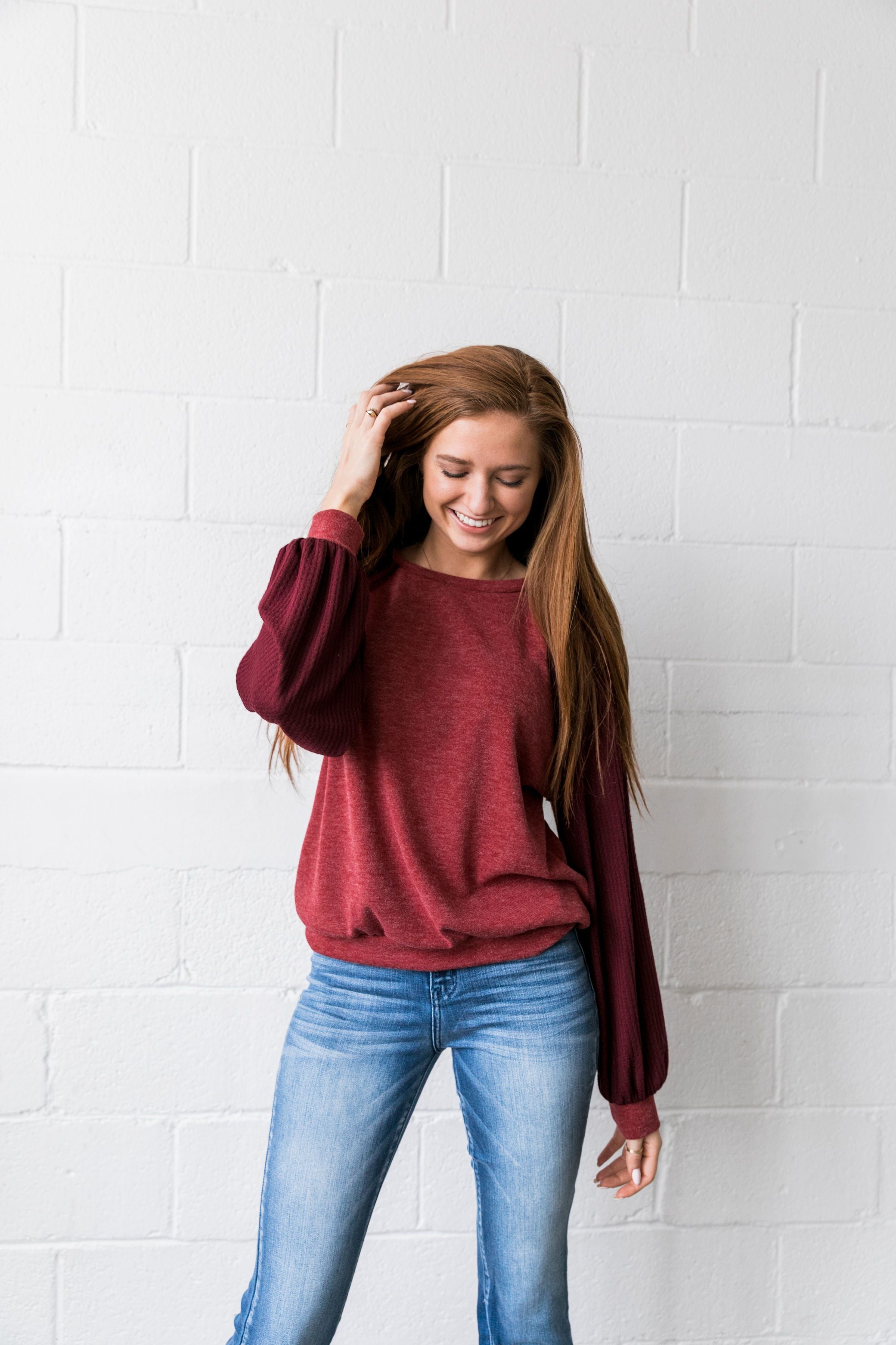 Ramona Raglan Bubble Sleeve Sweatshirt - ALL SALES FINAL