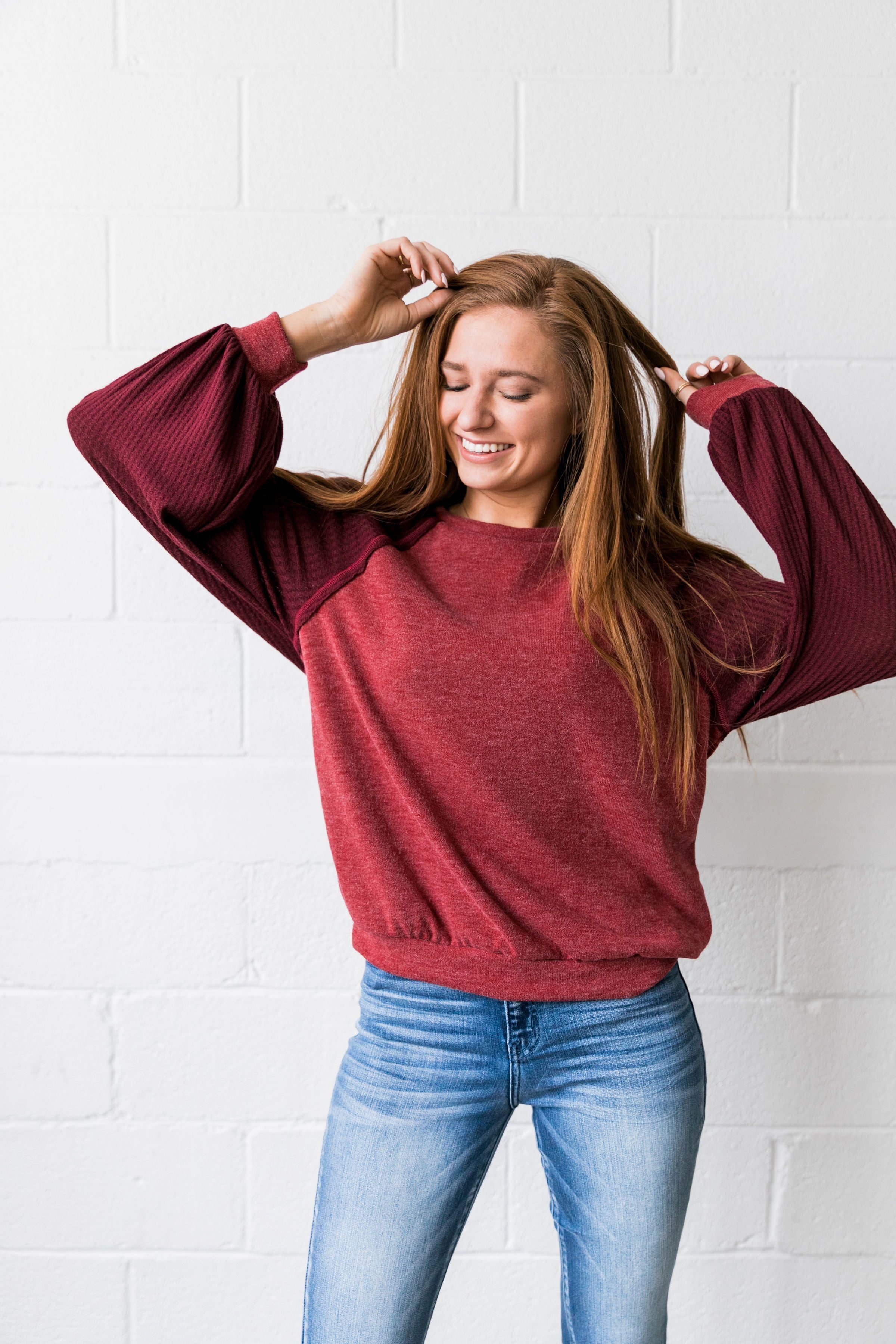 Ramona Raglan Bubble Sleeve Sweatshirt - ALL SALES FINAL