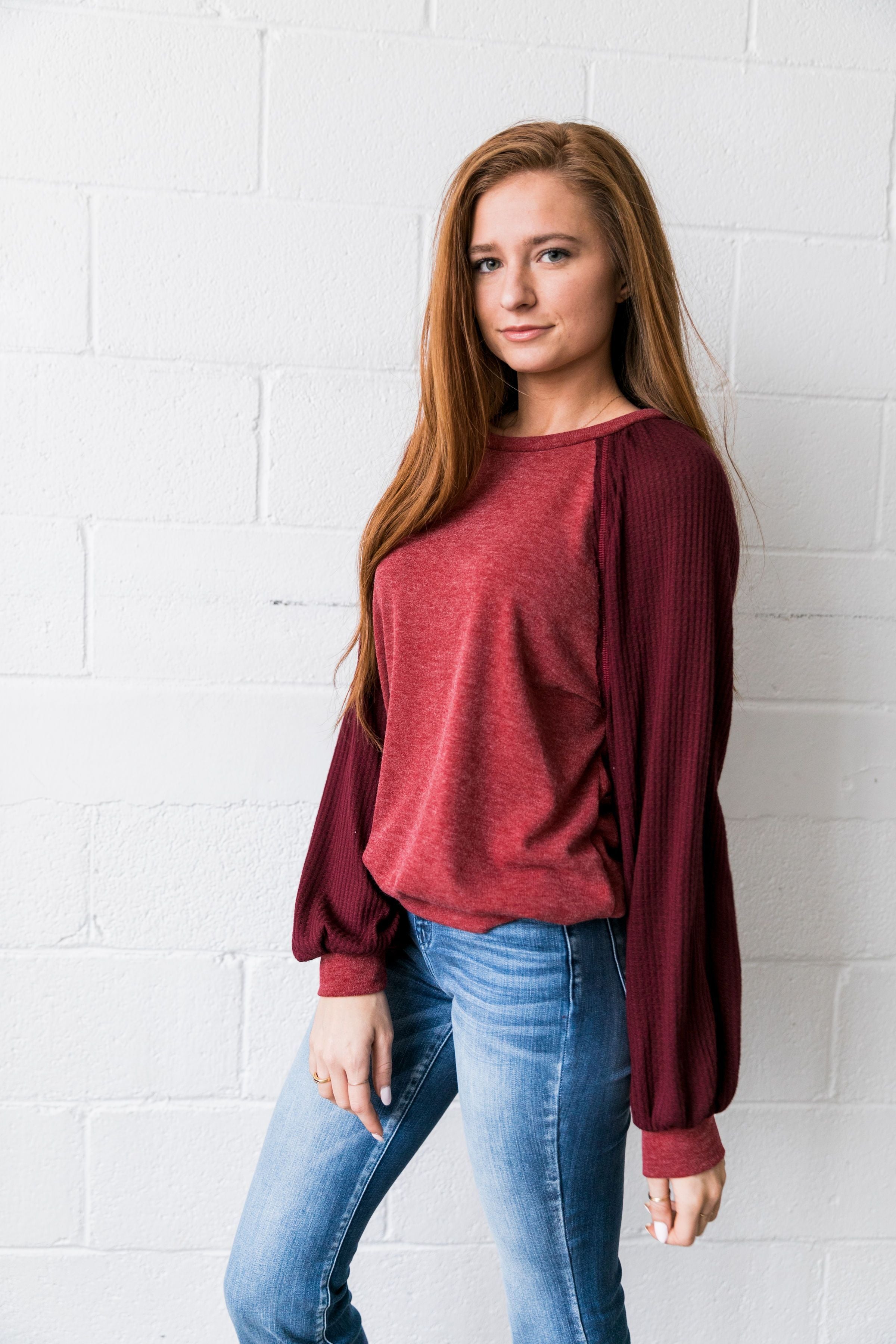 Ramona Raglan Bubble Sleeve Sweatshirt - ALL SALES FINAL