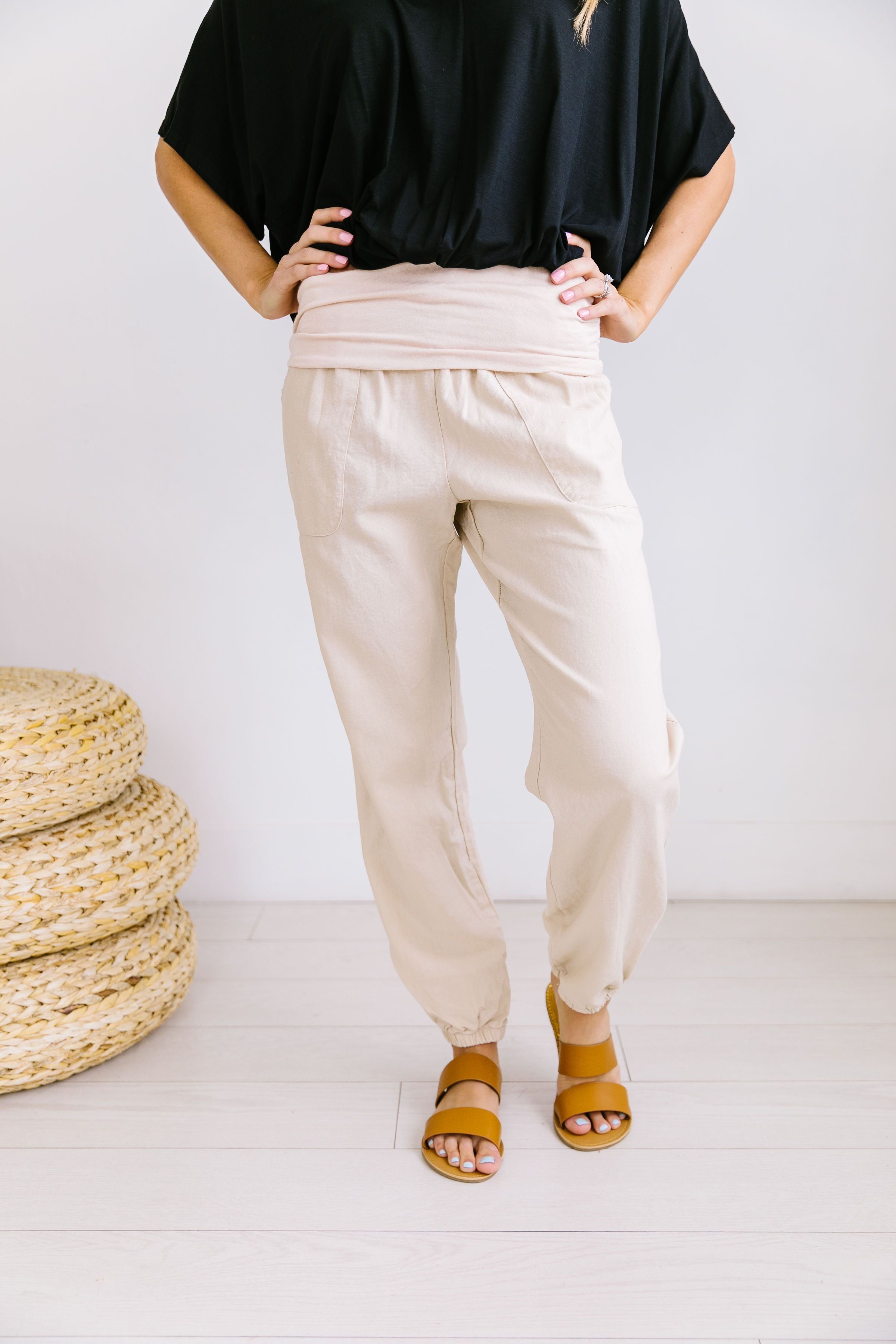 Relaxed Natural Linen Joggers