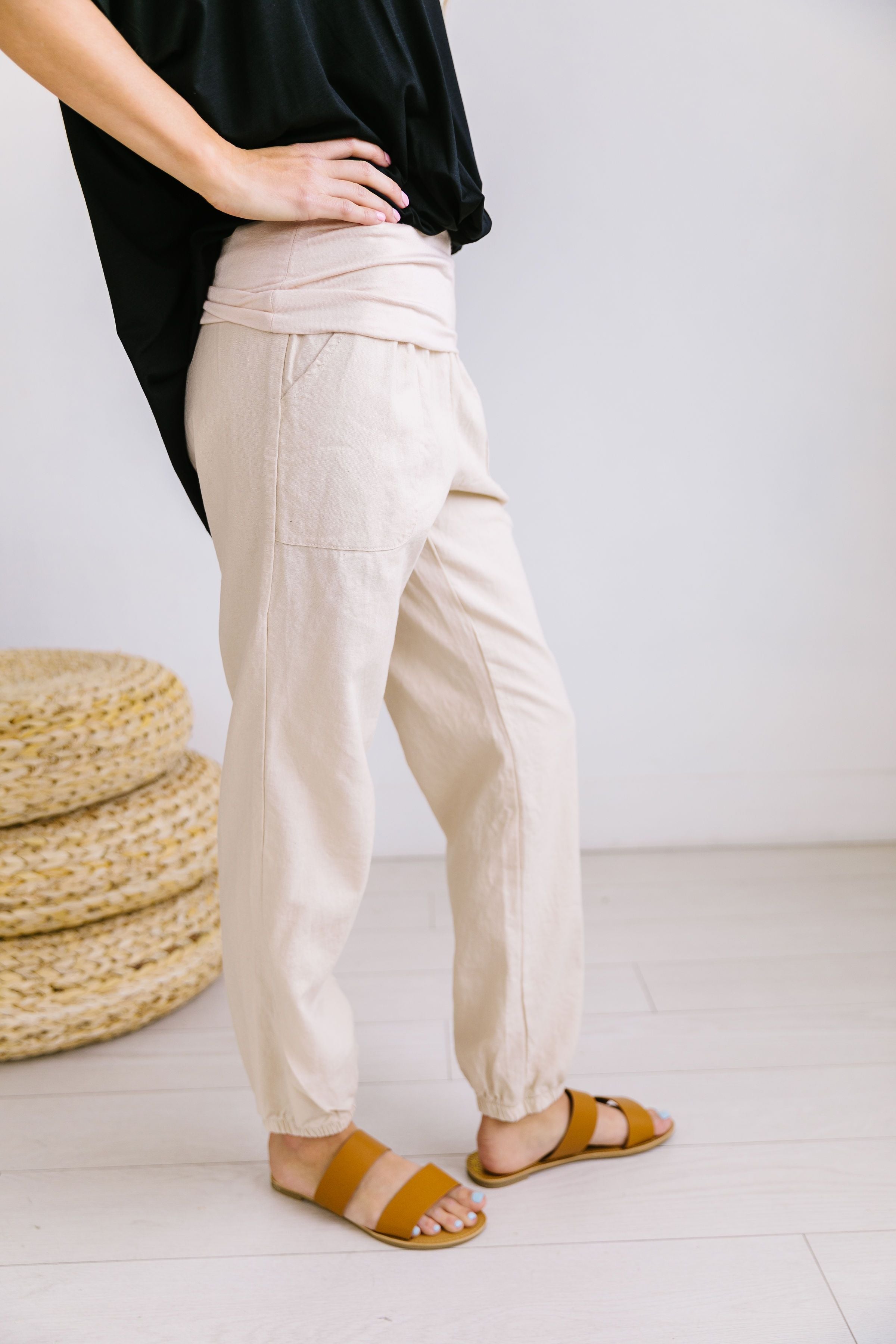 Relaxed Natural Linen Joggers