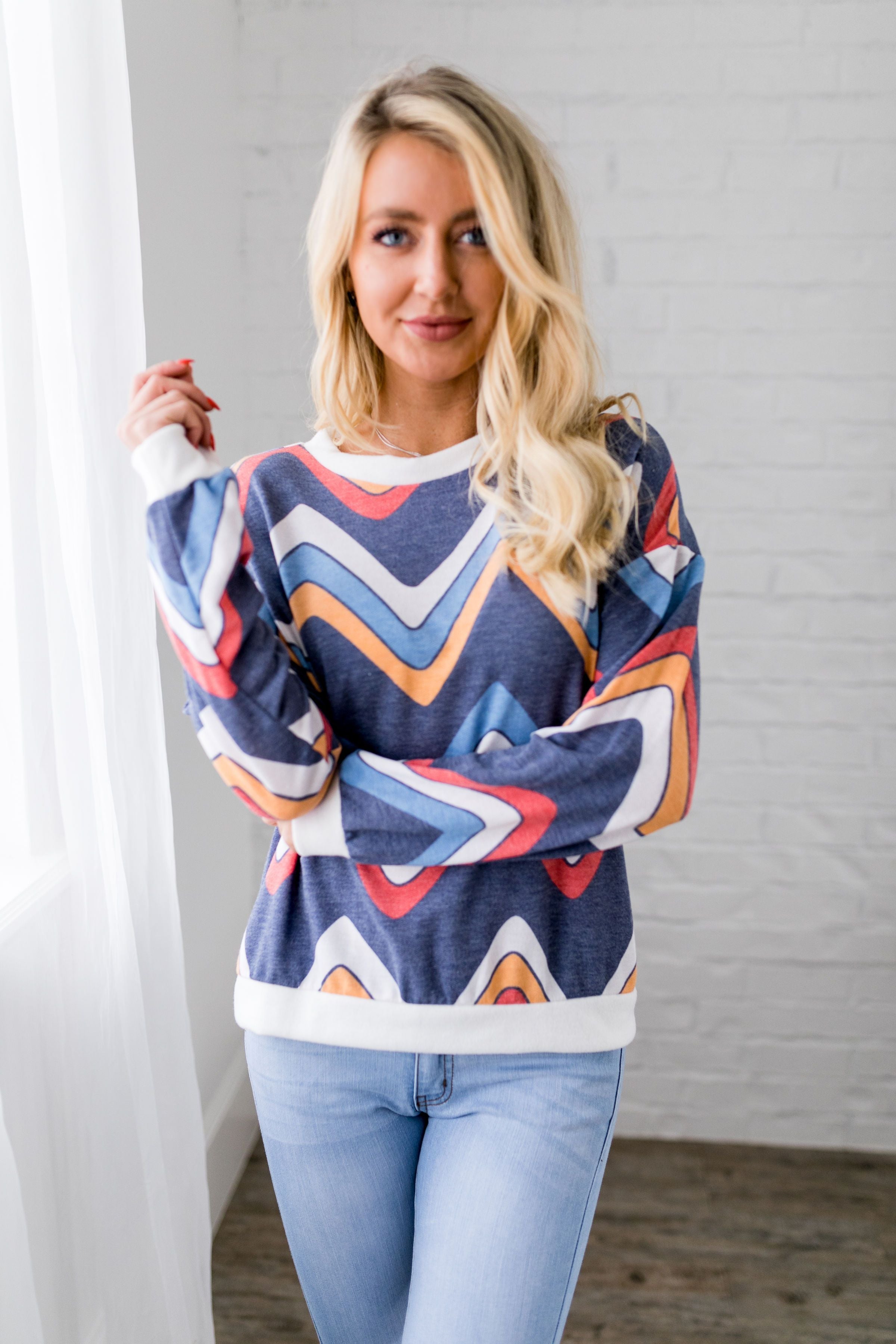 Retro Chevron Long Sleeve Top