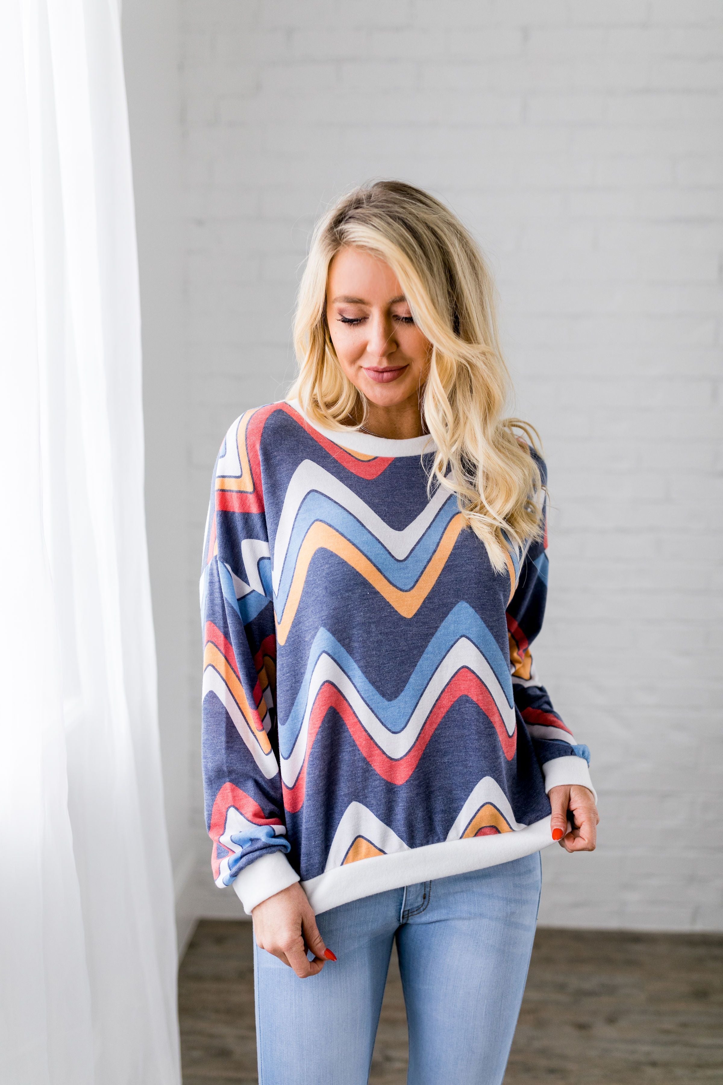 Retro Chevron Long Sleeve Top