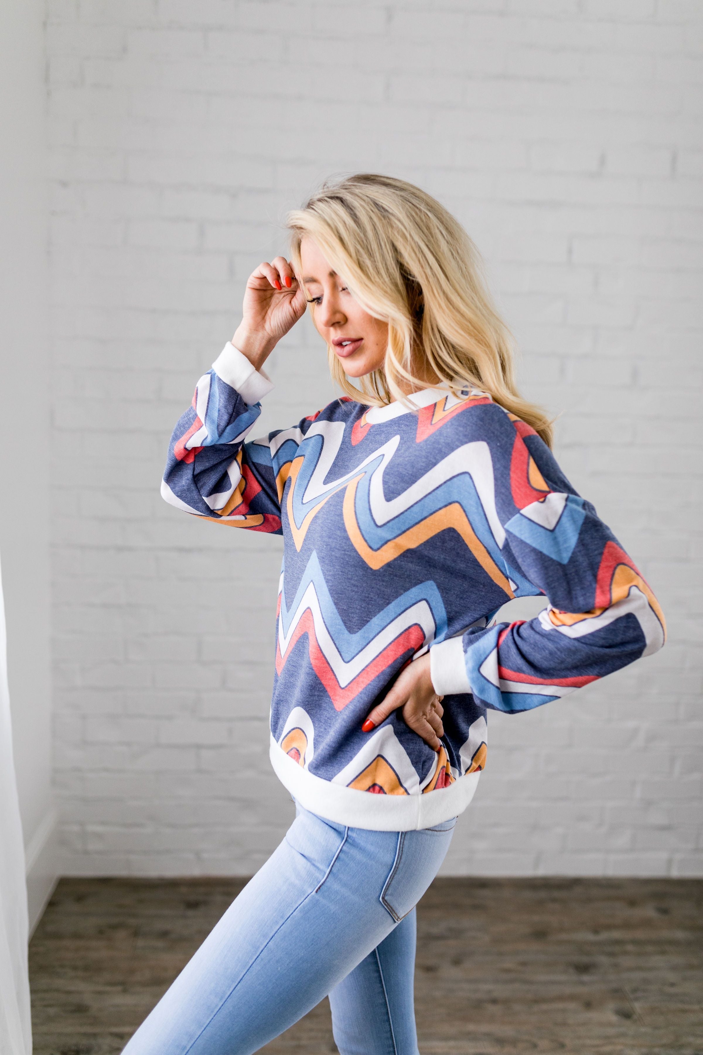 Retro Chevron Long Sleeve Top