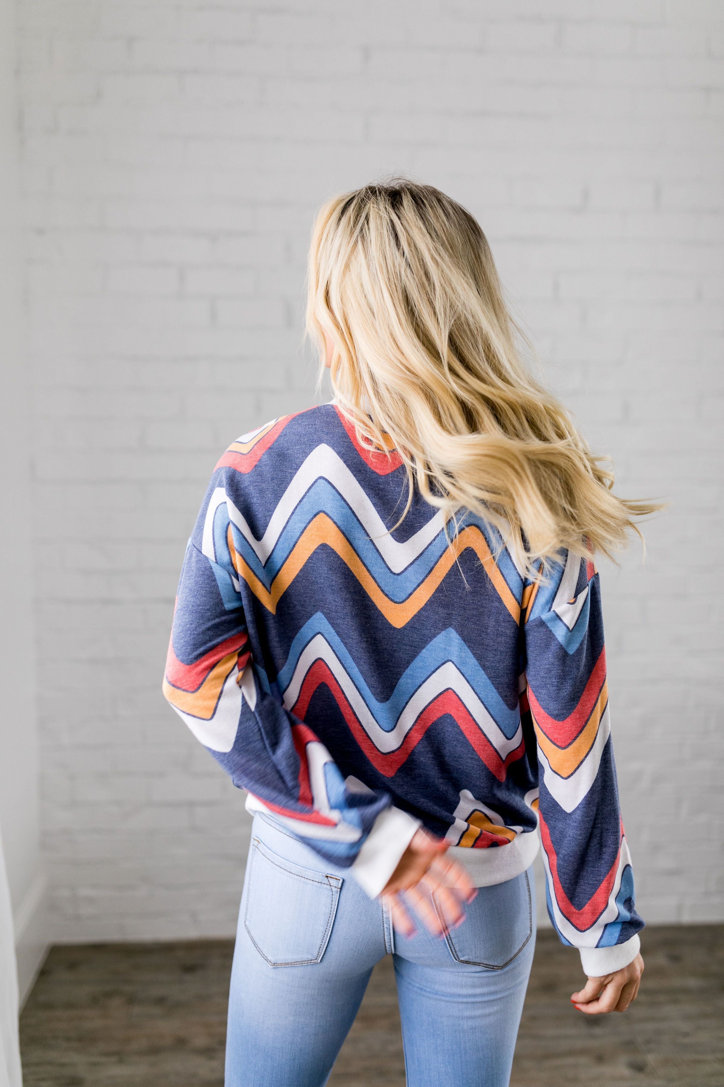 Retro Chevron Long Sleeve Top