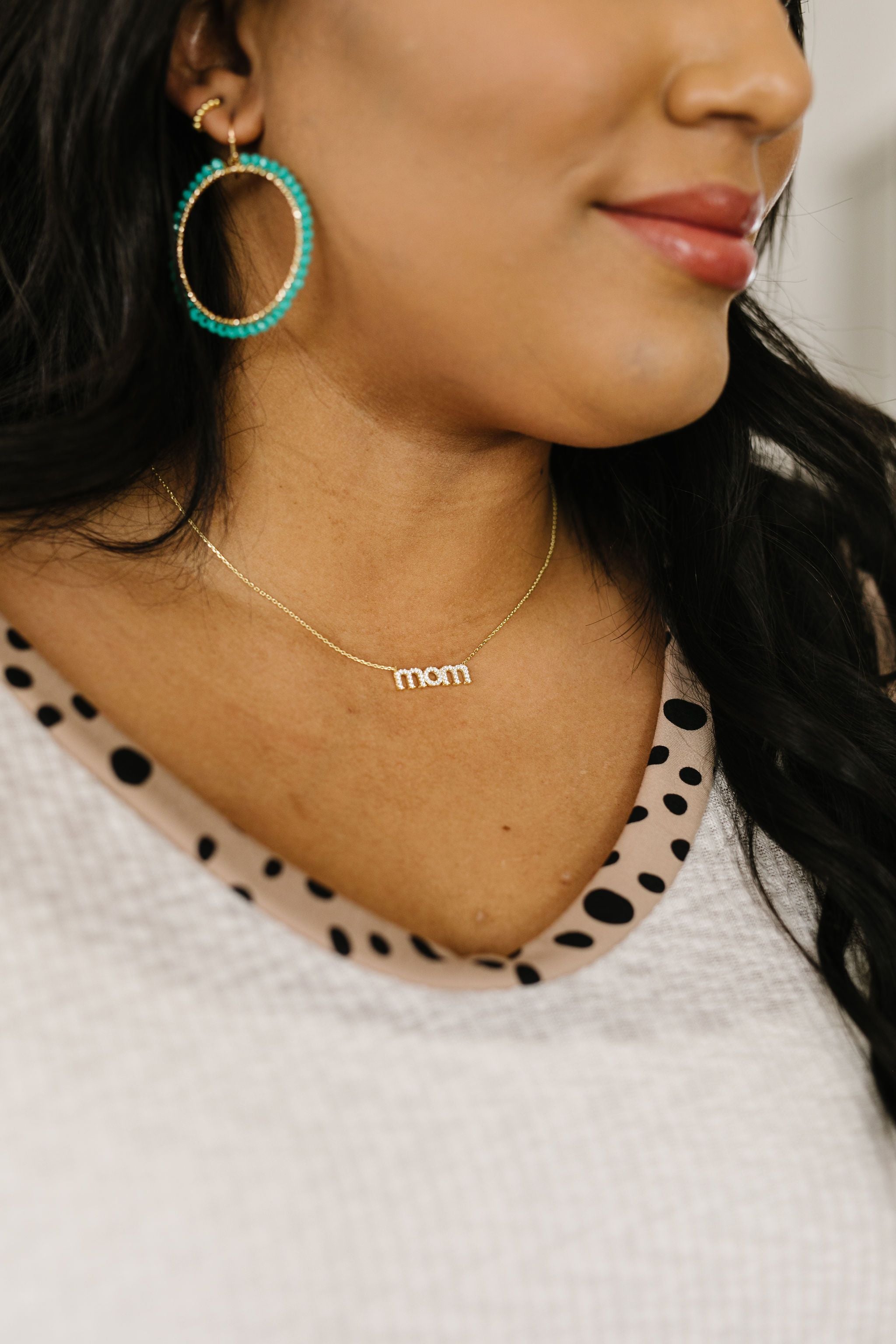 Rhinestone Mom Necklace