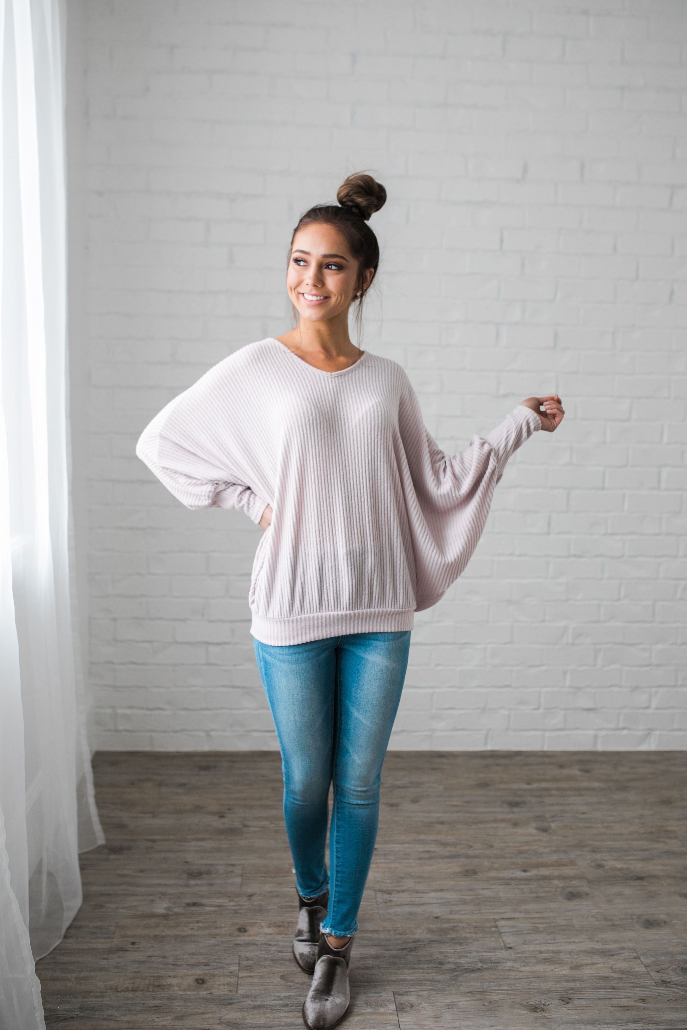 Ridiculously Soft Ribbed Knit Top In Light Lilac - ALL SALES FINAL