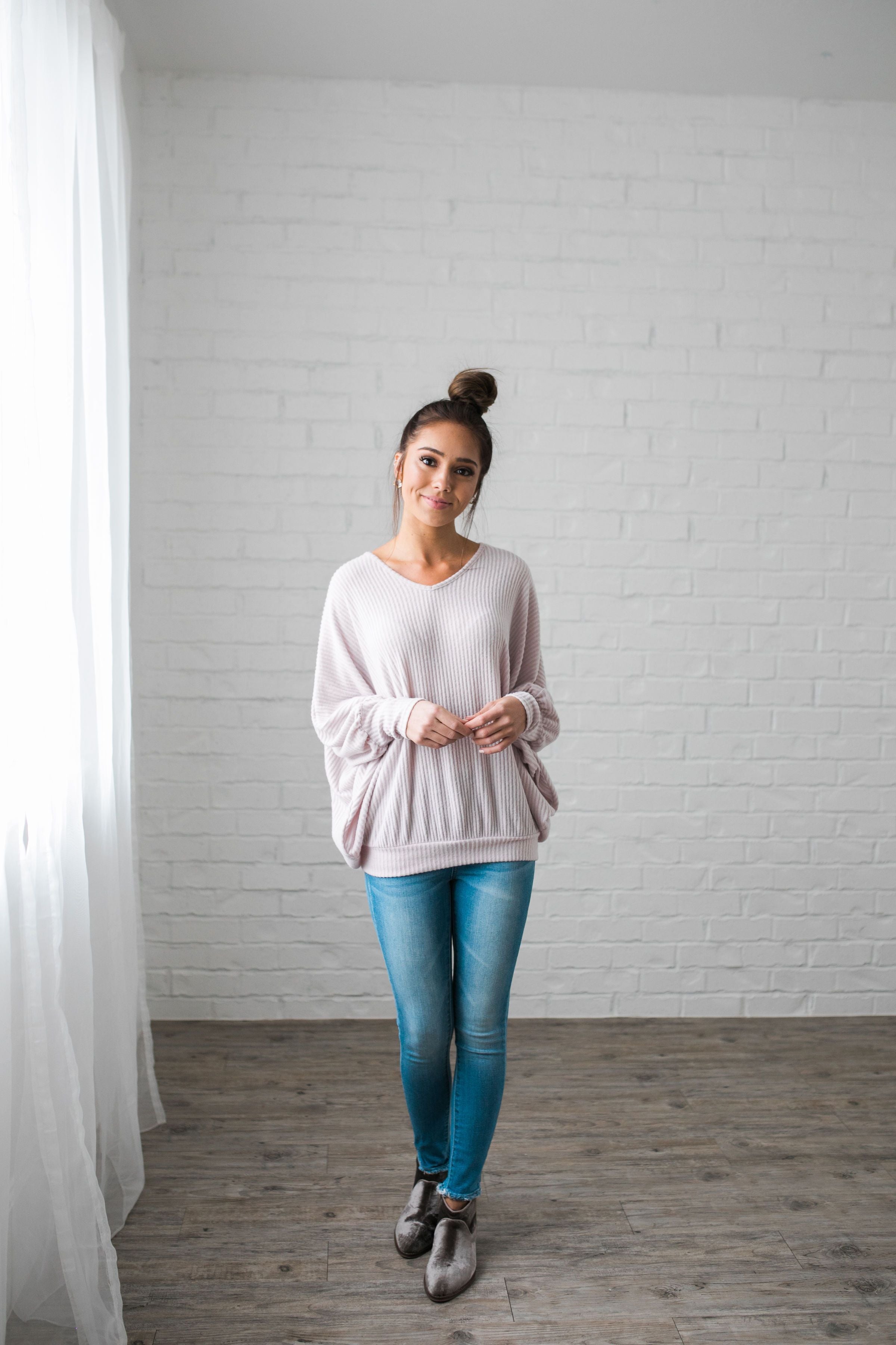 Ridiculously Soft Ribbed Knit Top In Light Lilac - ALL SALES FINAL