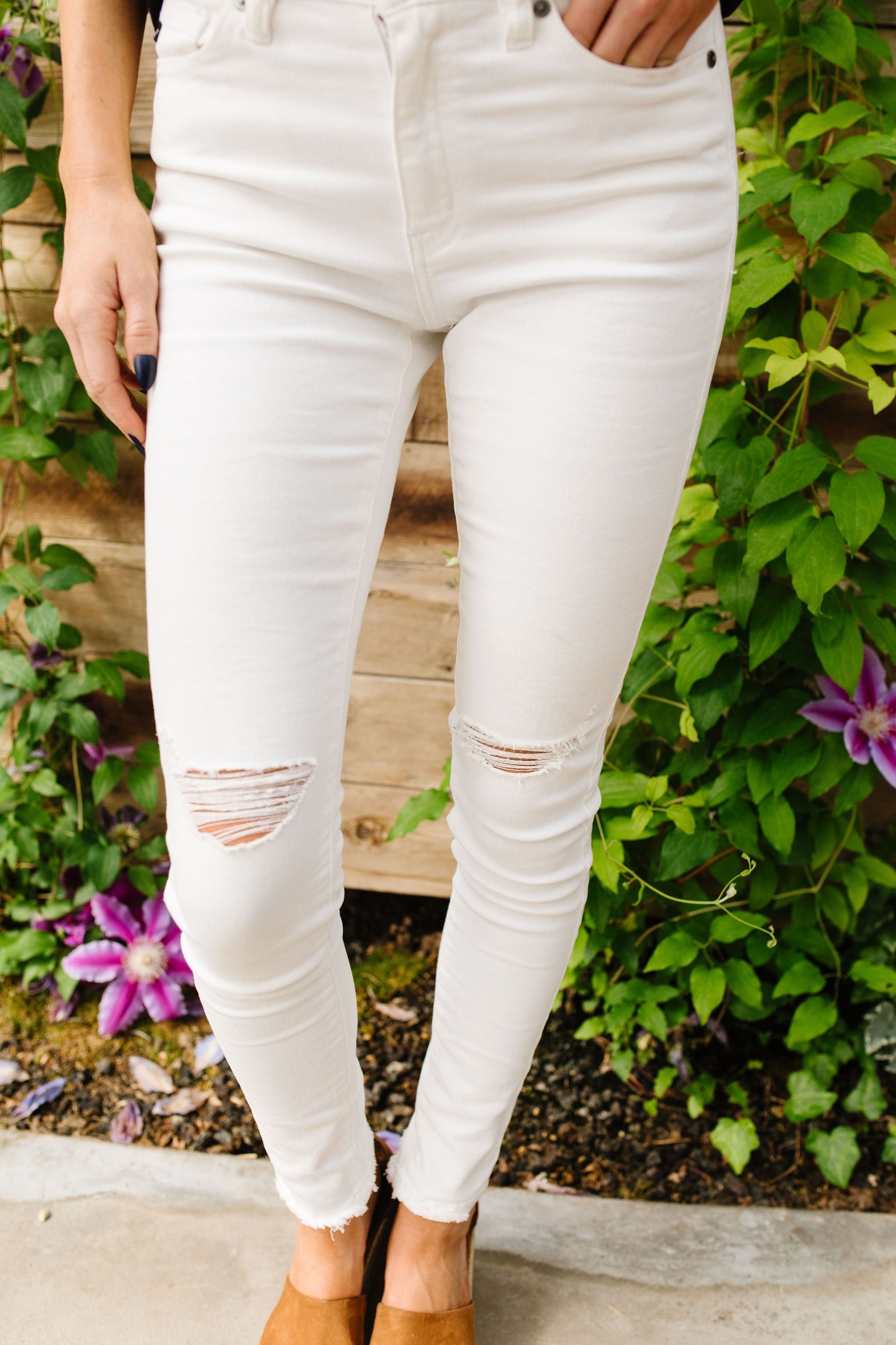 Ripped Knee White Jeans