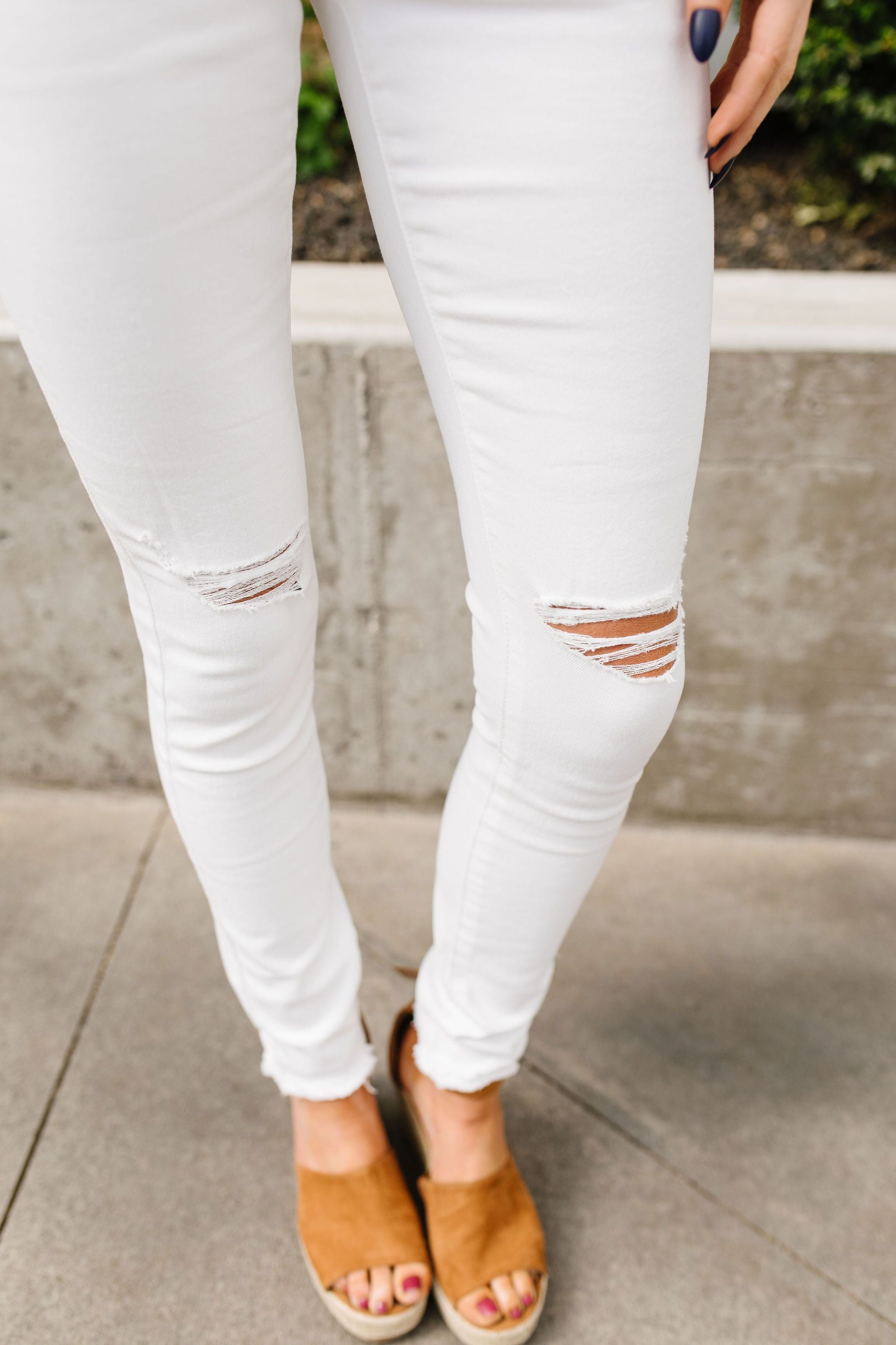 Ripped Knee White Jeans