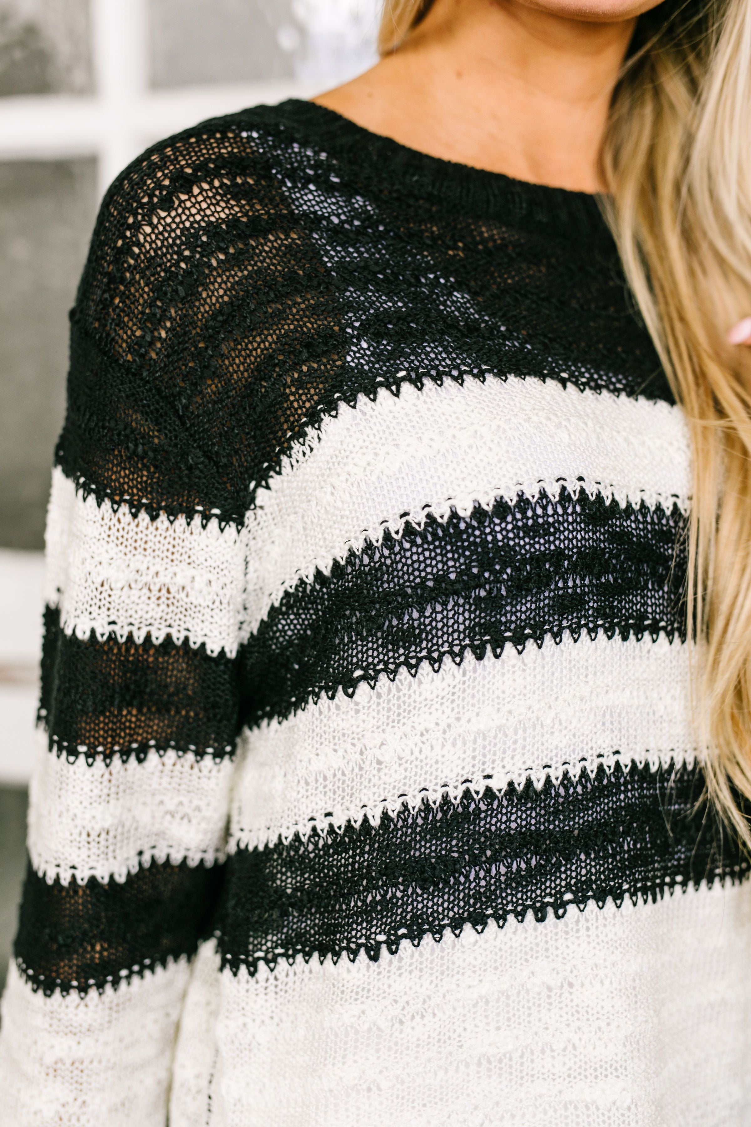 Rise To The Occasion Black + White Striped Sweater - ALL SALES FINAL