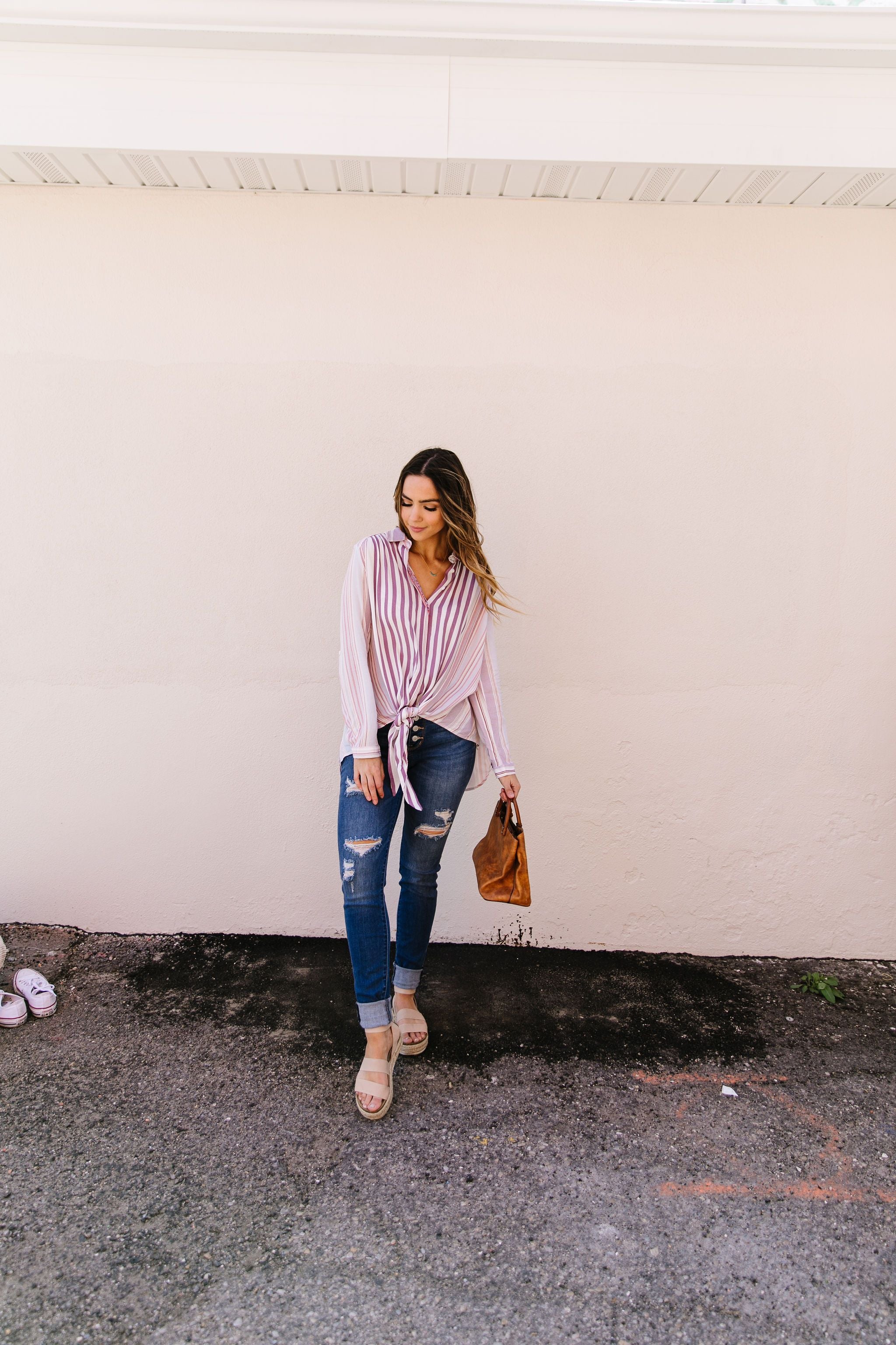 Risky Business Tie Front Blouse