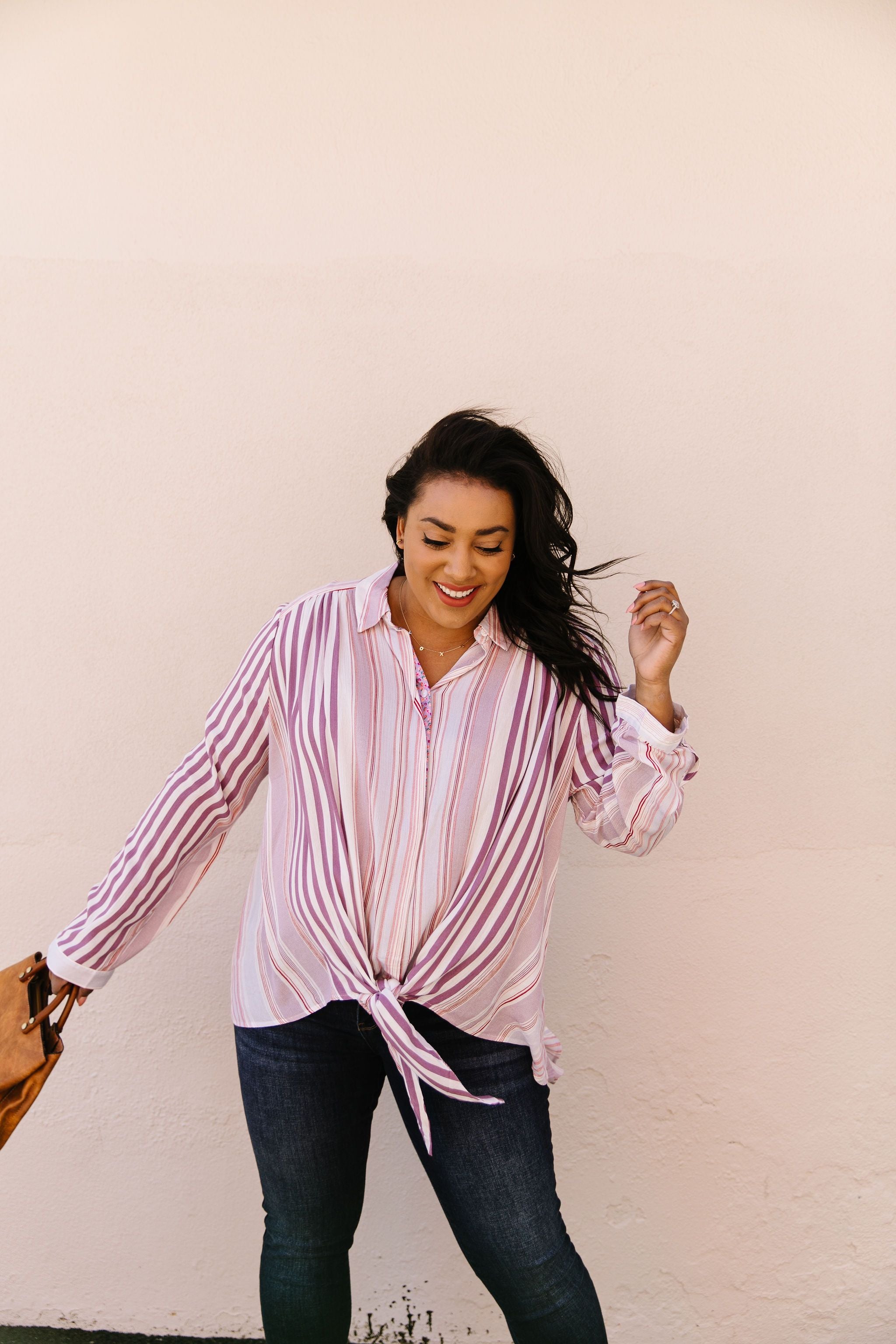 Risky Business Tie Front Blouse