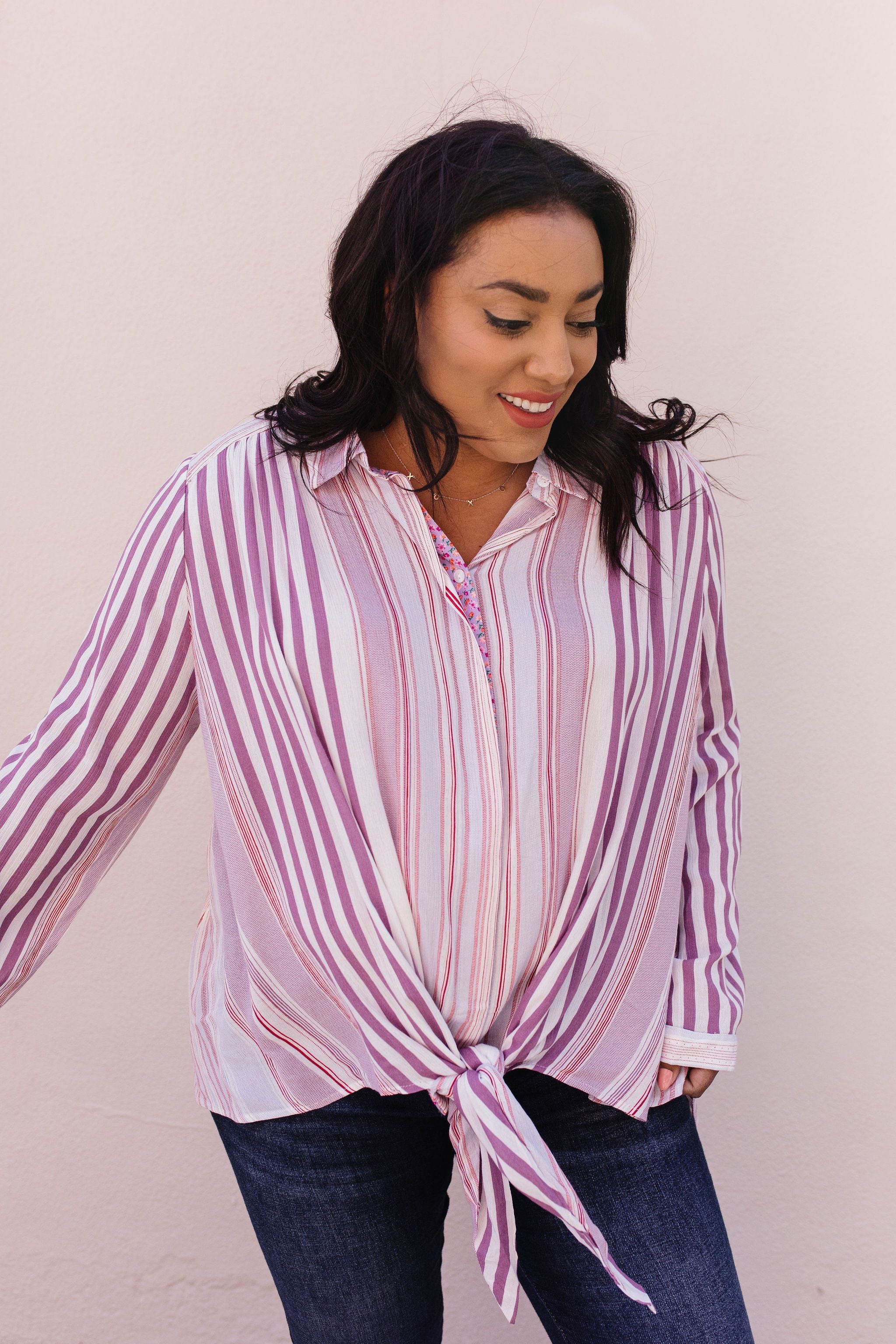 Risky Business Tie Front Blouse