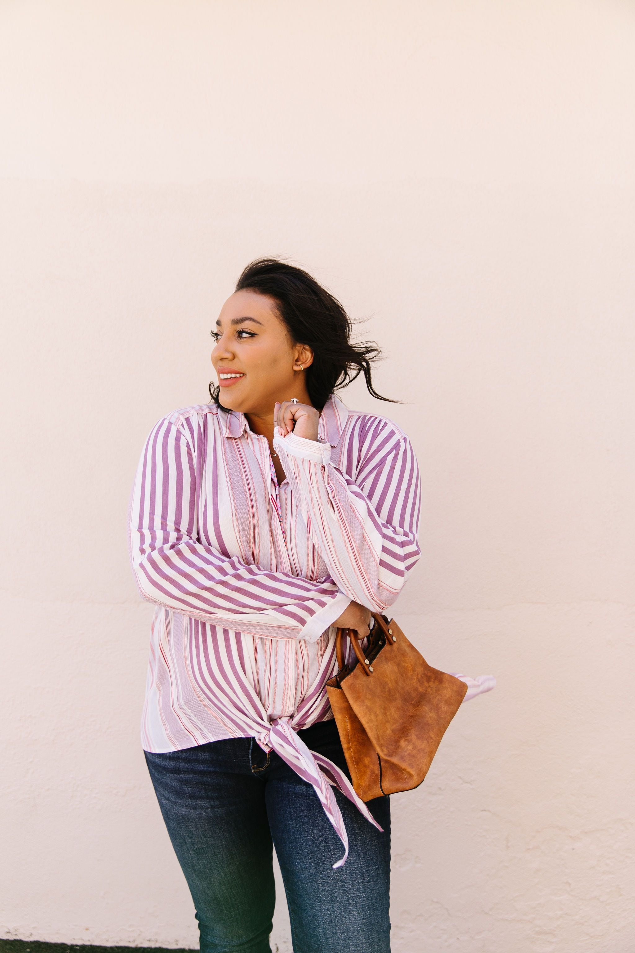 Risky Business Tie Front Blouse