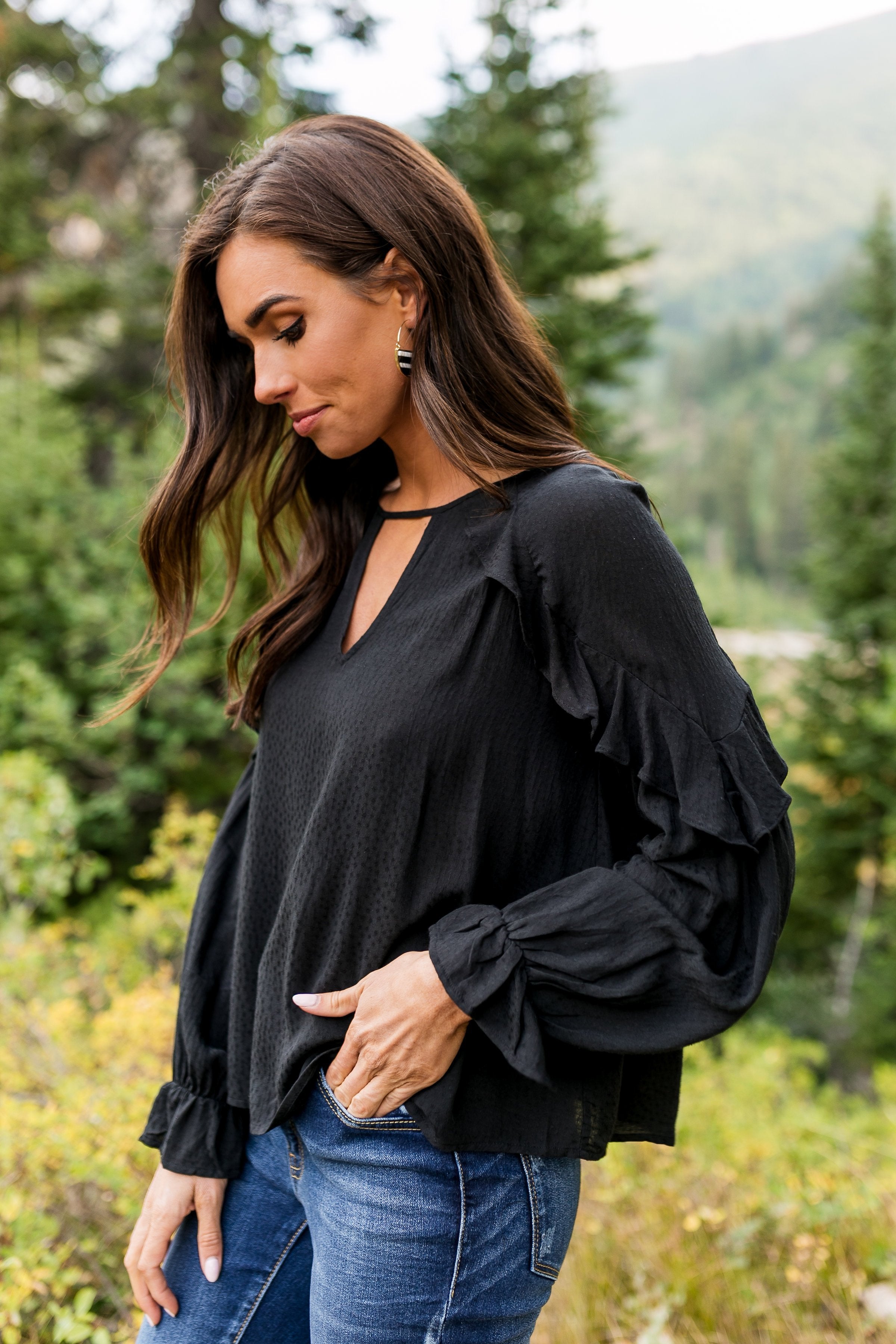 Romance + Ruffles Top In Black - ALL SALES FINAL