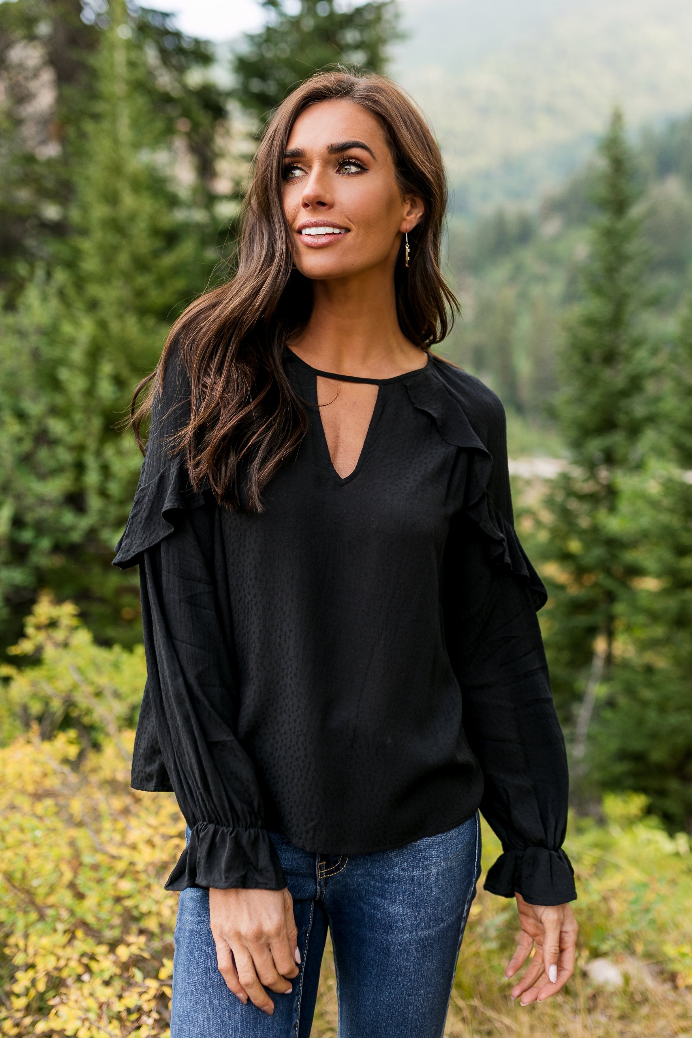 Romance + Ruffles Top In Black - ALL SALES FINAL