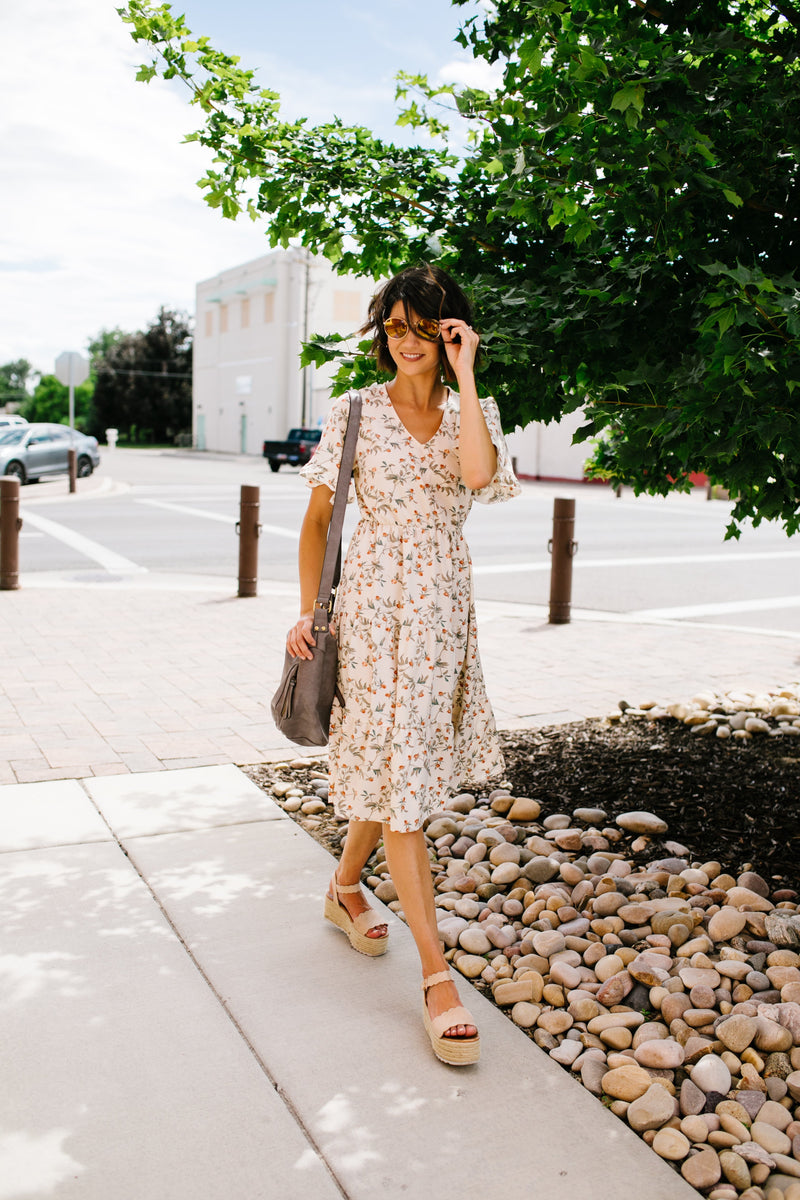 Romantic Rose Bud Midi Dress