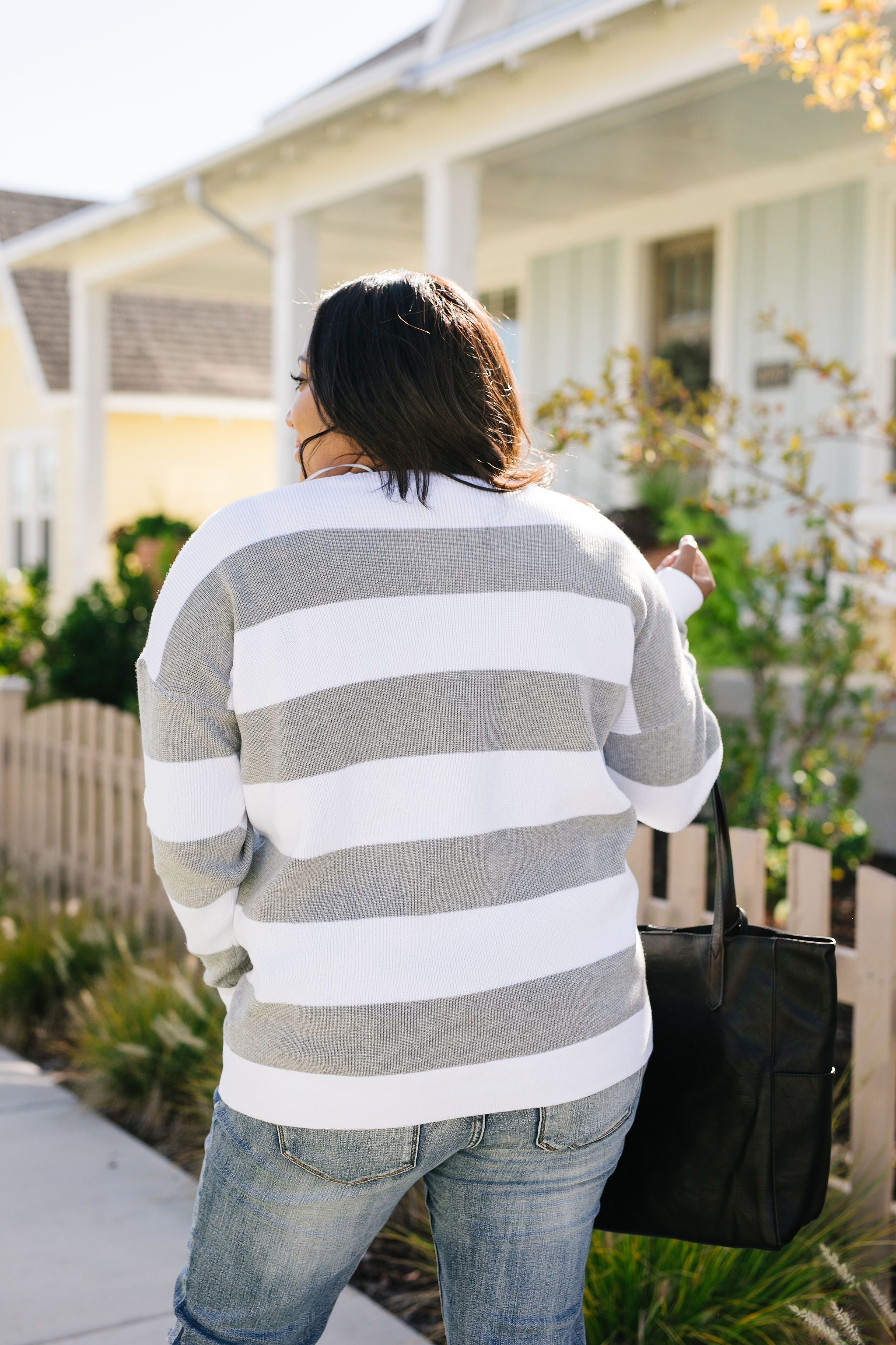 Room With A View Striped V-Neck Sweater