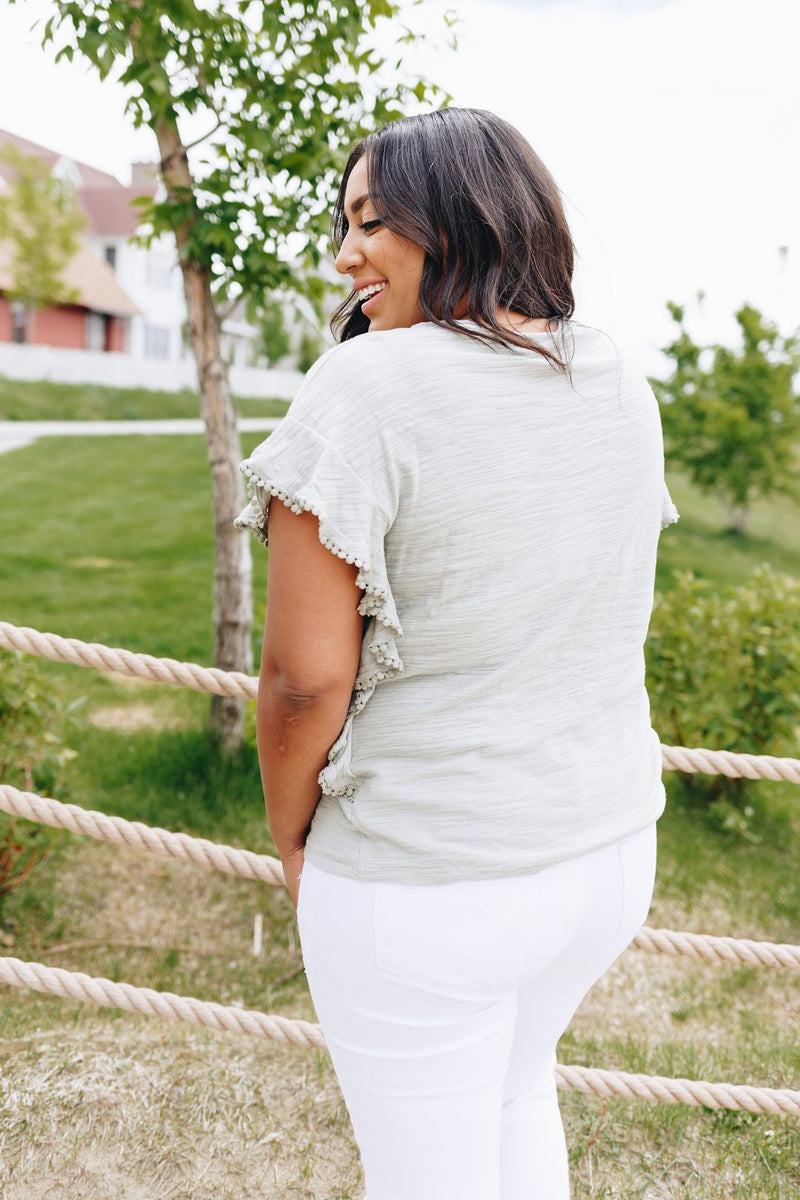 Ruffles On The Side Top In Desert Sage