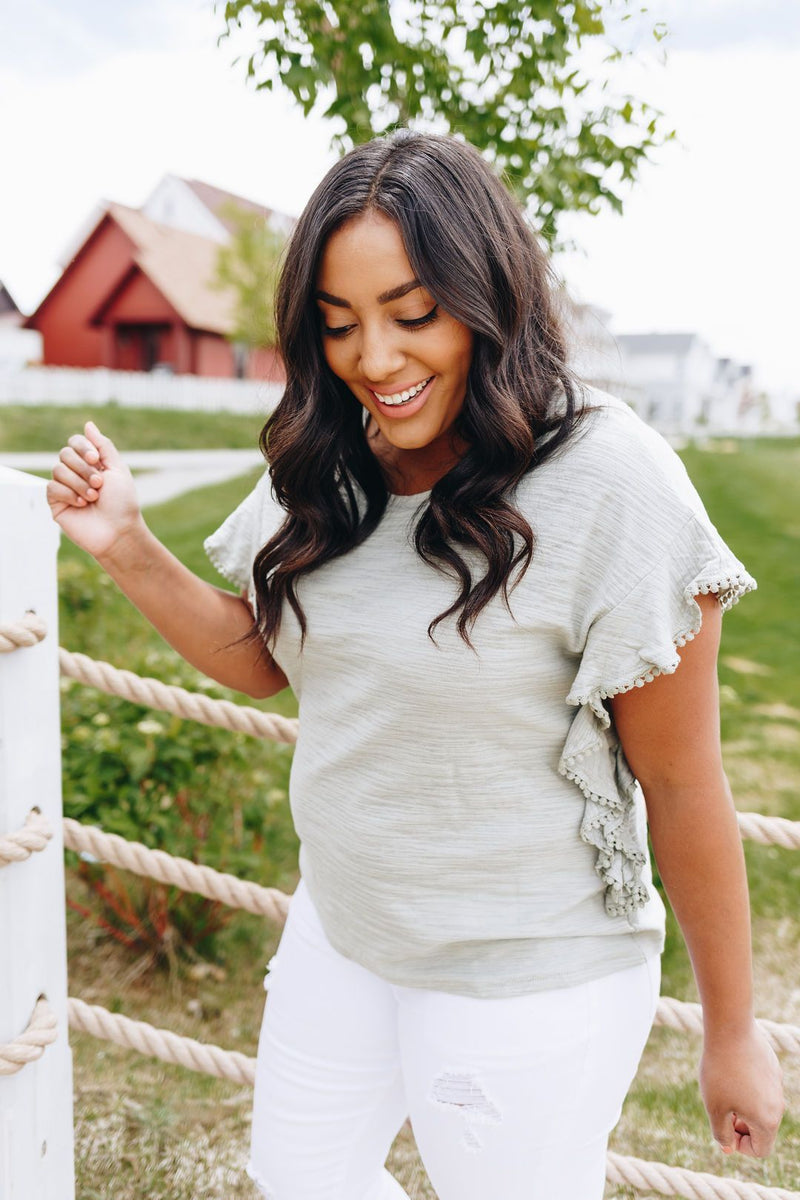 Ruffles On The Side Top In Desert Sage