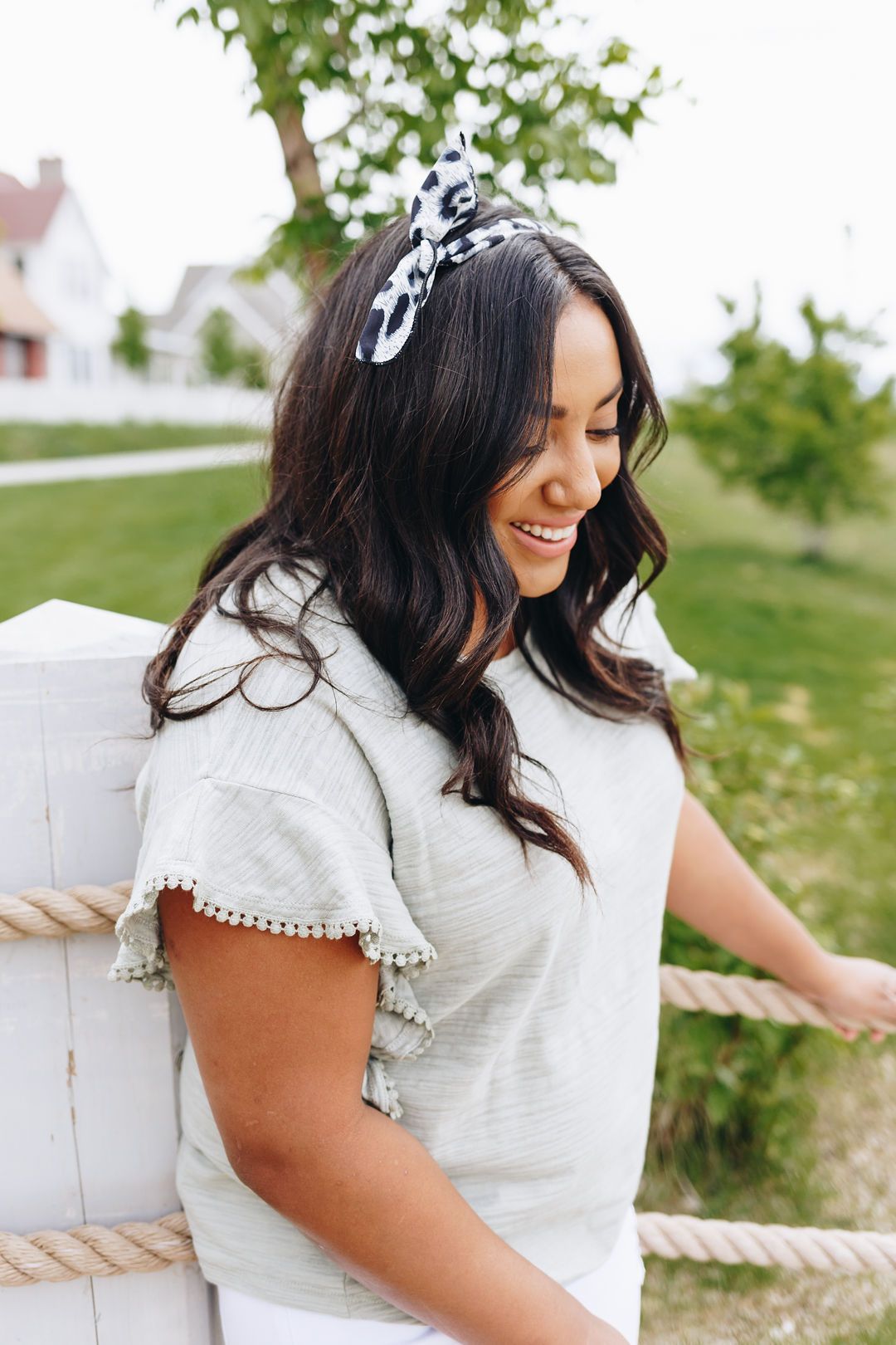 Ruffles On The Side Top In Desert Sage