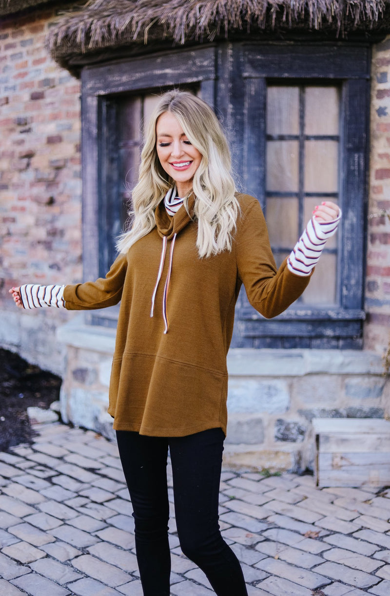 Rustic Comfort Striped Contrast Pullover