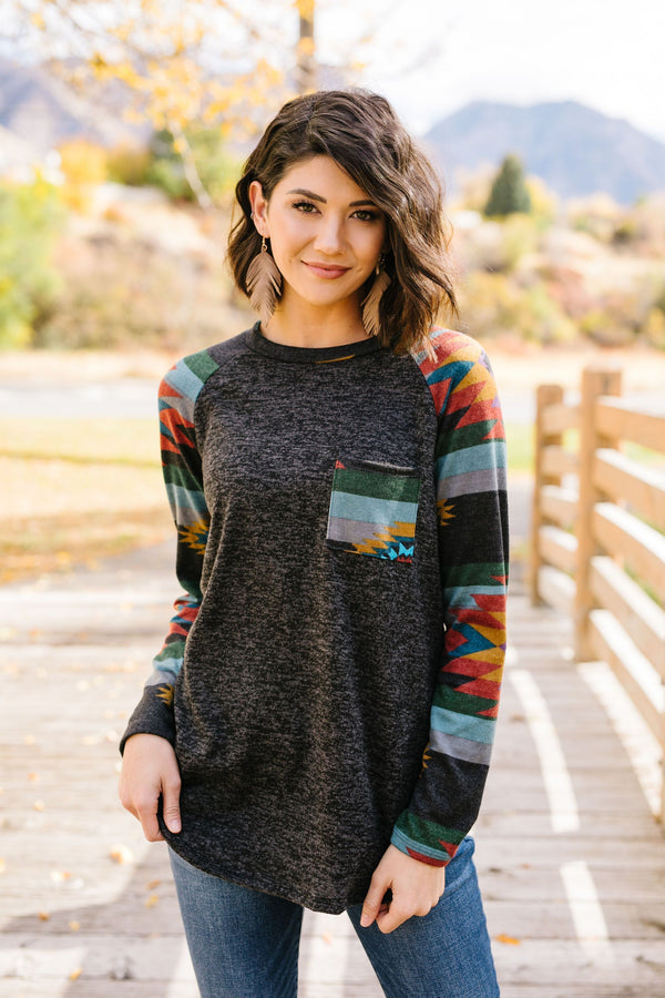 Santa Fe Raglan Long Sleeved Top