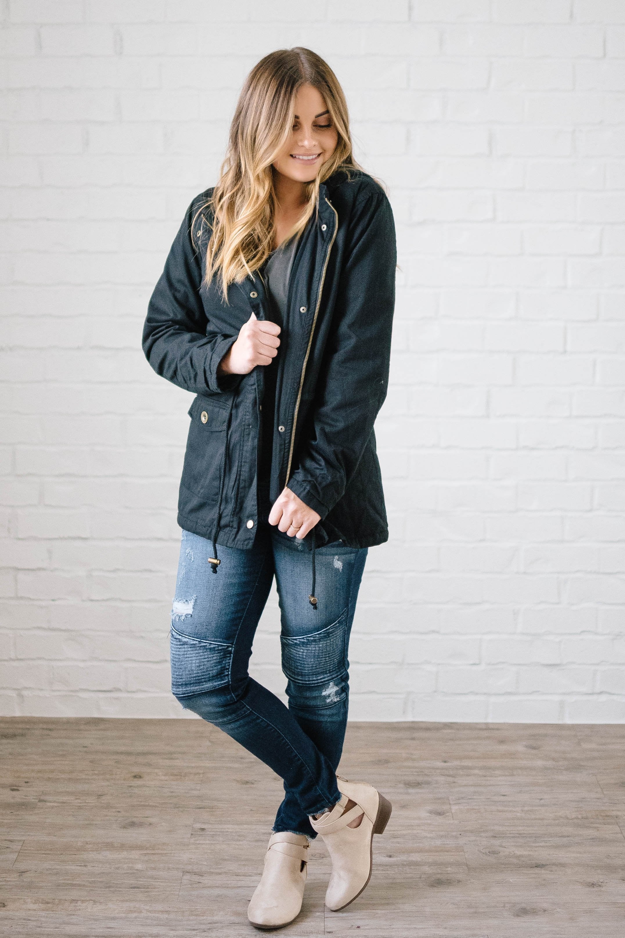 Scouting It Out Fur Lined Jacket in Black