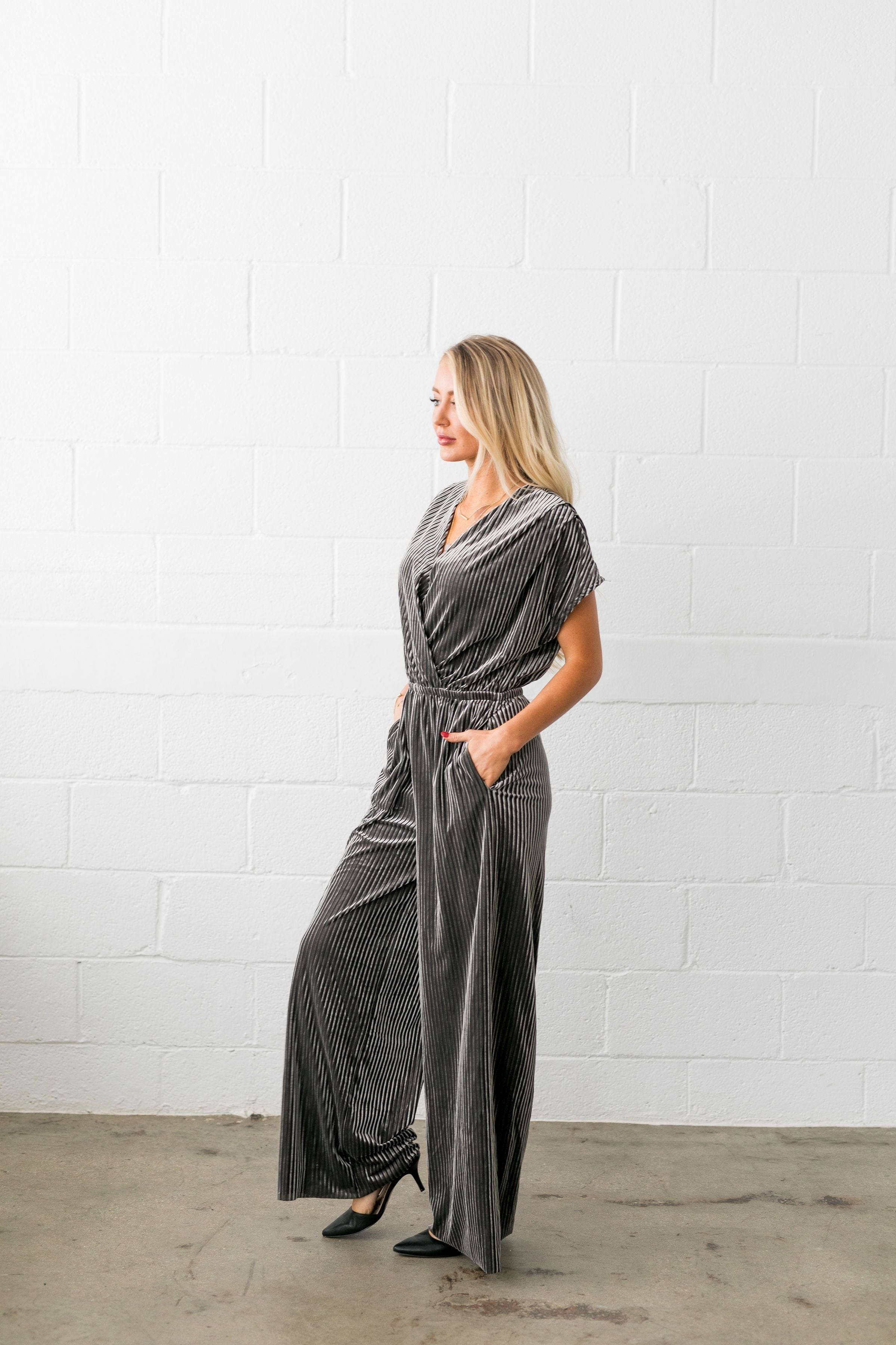 See And Be Seen Velvet Jumpsuit - ALL SALES FINAL